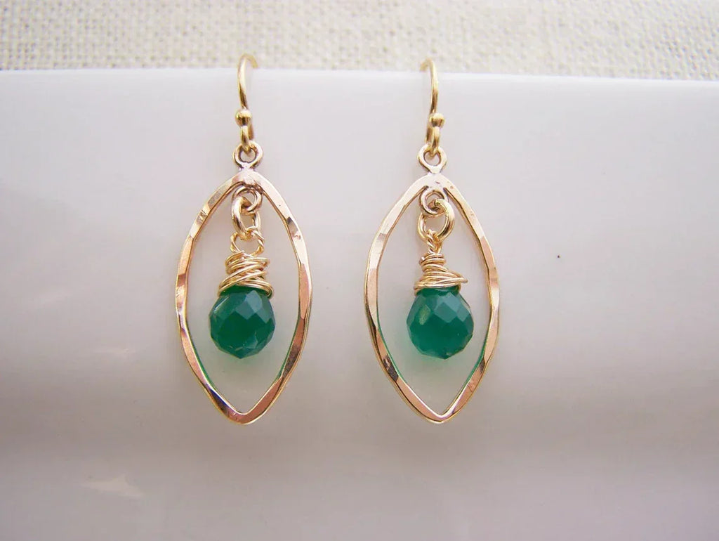 As Seen on Jane the Virgin – Green Onyx & 14k Gold Filled Earrings