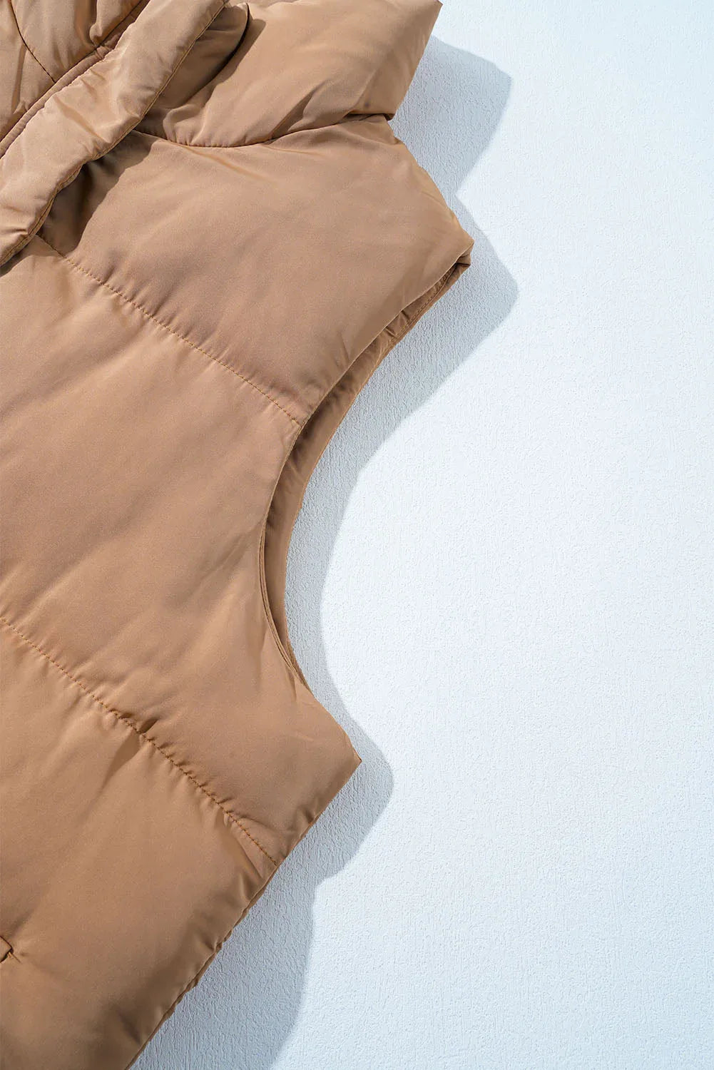 Solid Zip-Up Pocketed Puffer Vest