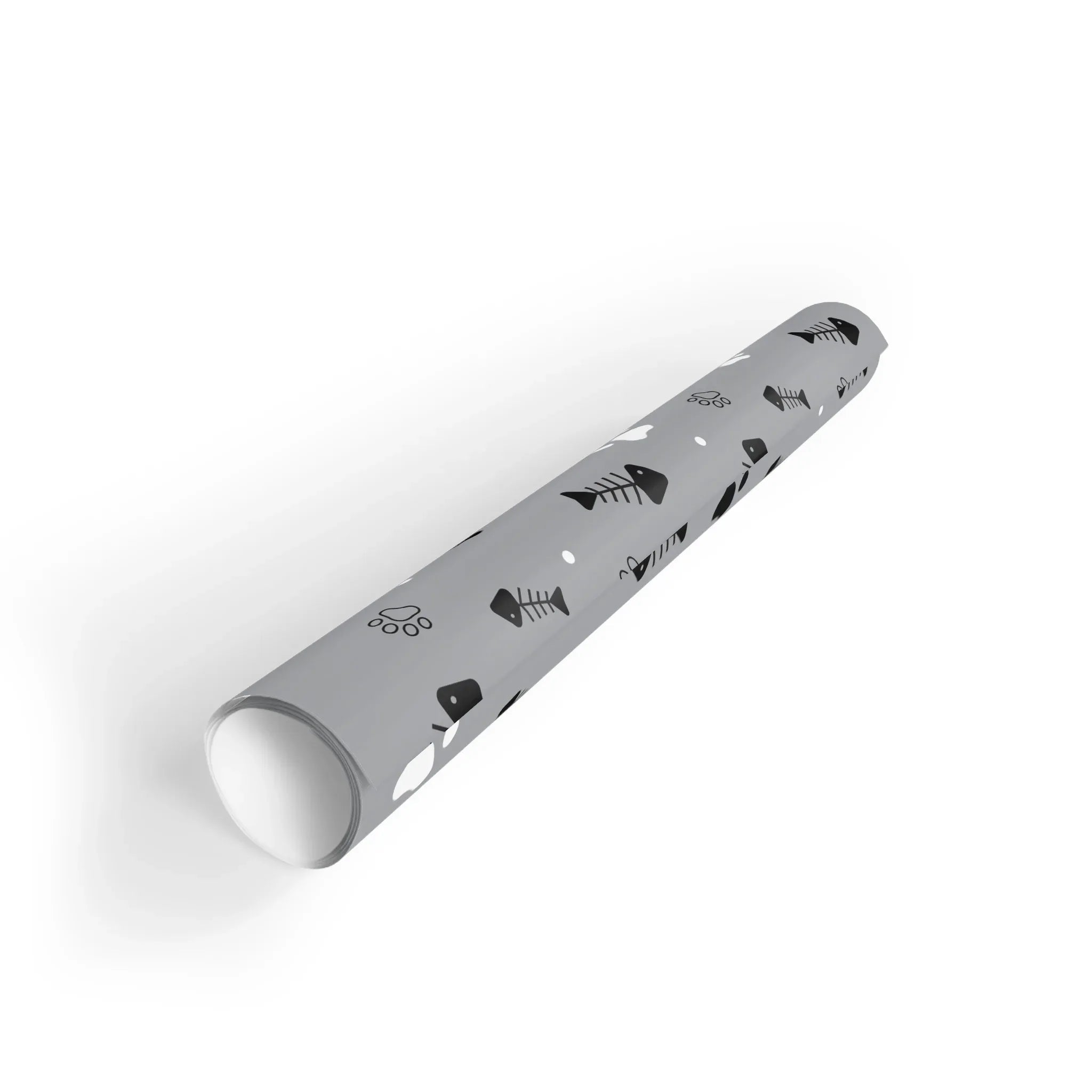 Pet Paw Print Gift Wrap Roll — Grey Cat & Dog Themed Wrapping Paper