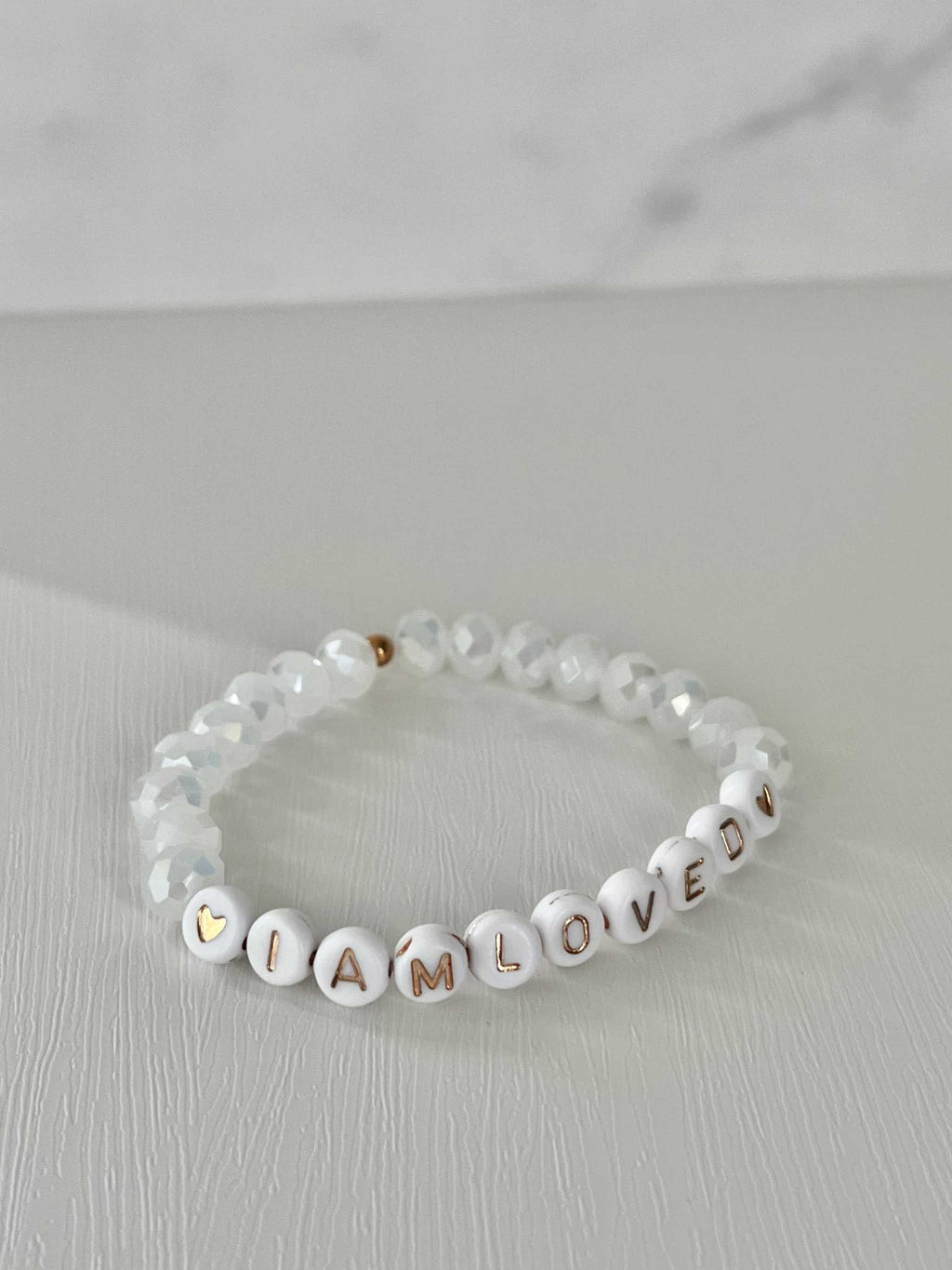 I Am Loved Pink Opal and White Bead Bracelet – Christian Jewelry