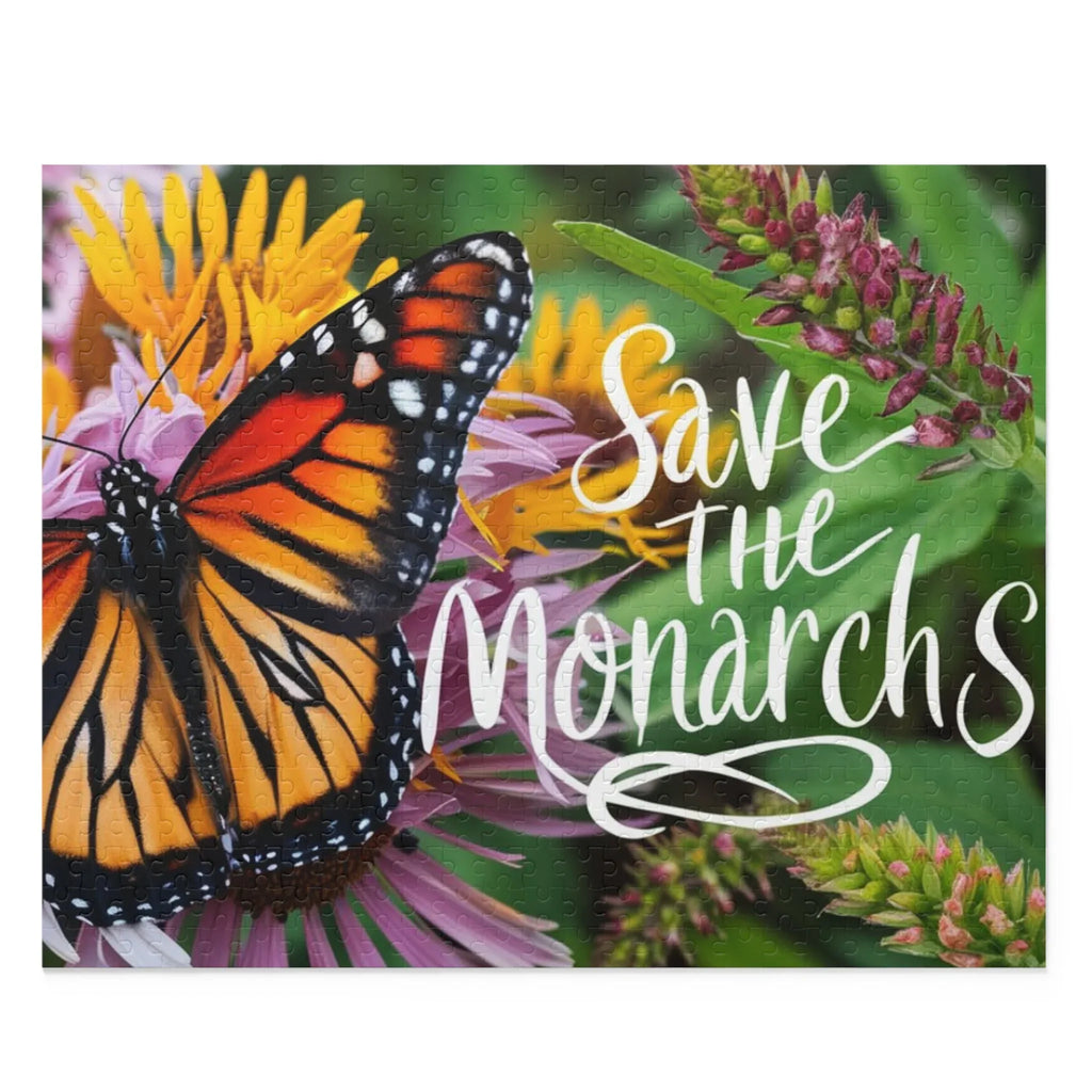Save the Monarchs Puzzle – Beautiful Monarch Butterfly with Flowers and Milkweed 20" × 16" (500 pcs)