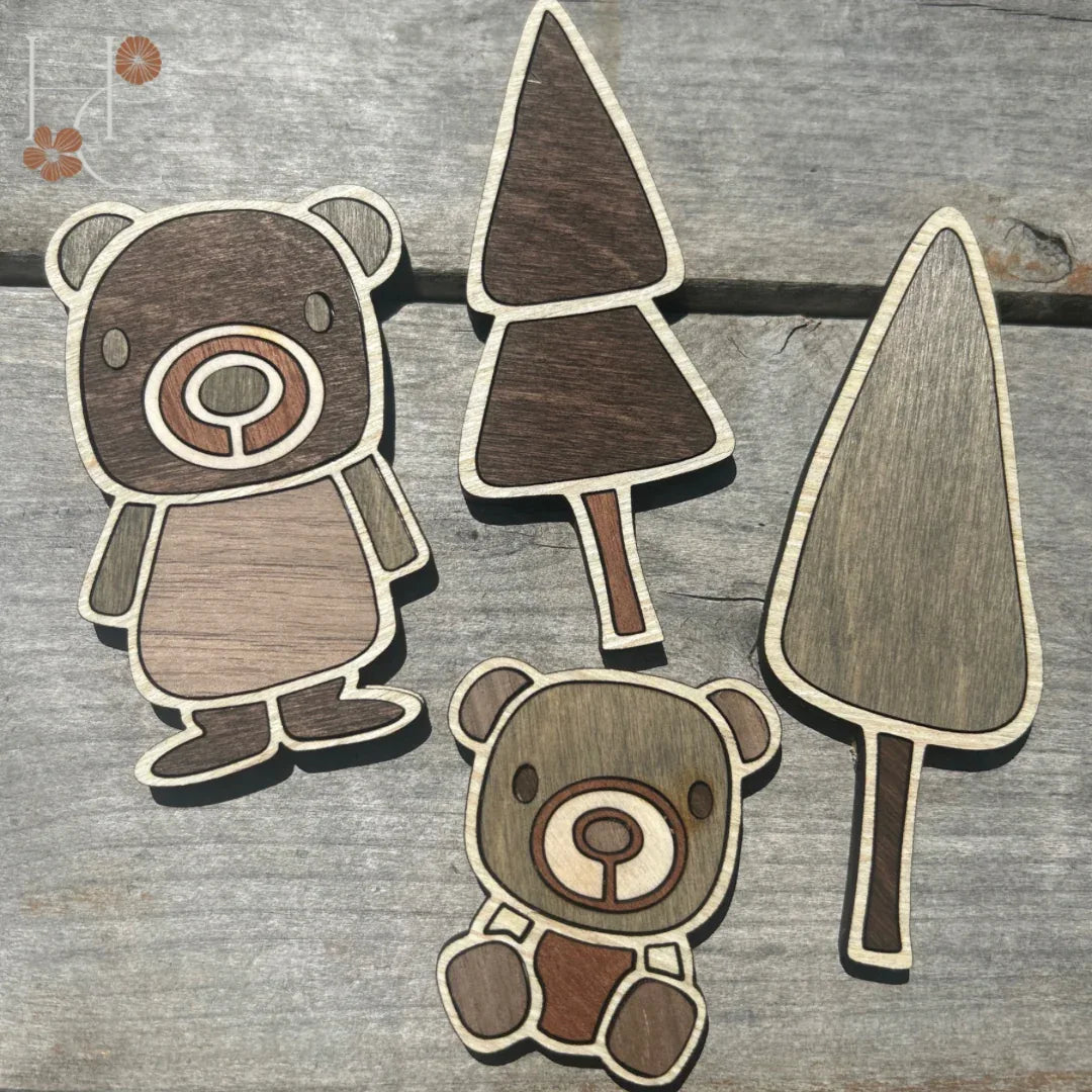 Forest Wood Magnet Set