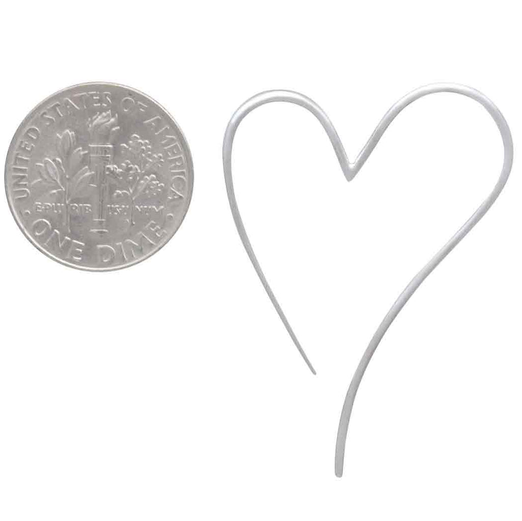 Sterling Silver Wire Heart Hoop Earrings – 39x28mm