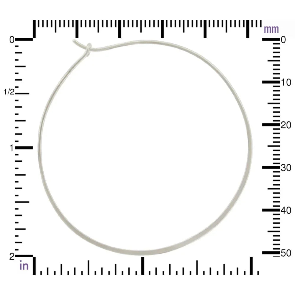 Sterling Silver Hammered Circle Hoop Earrings – Extra Large 50mm Statement Hoops