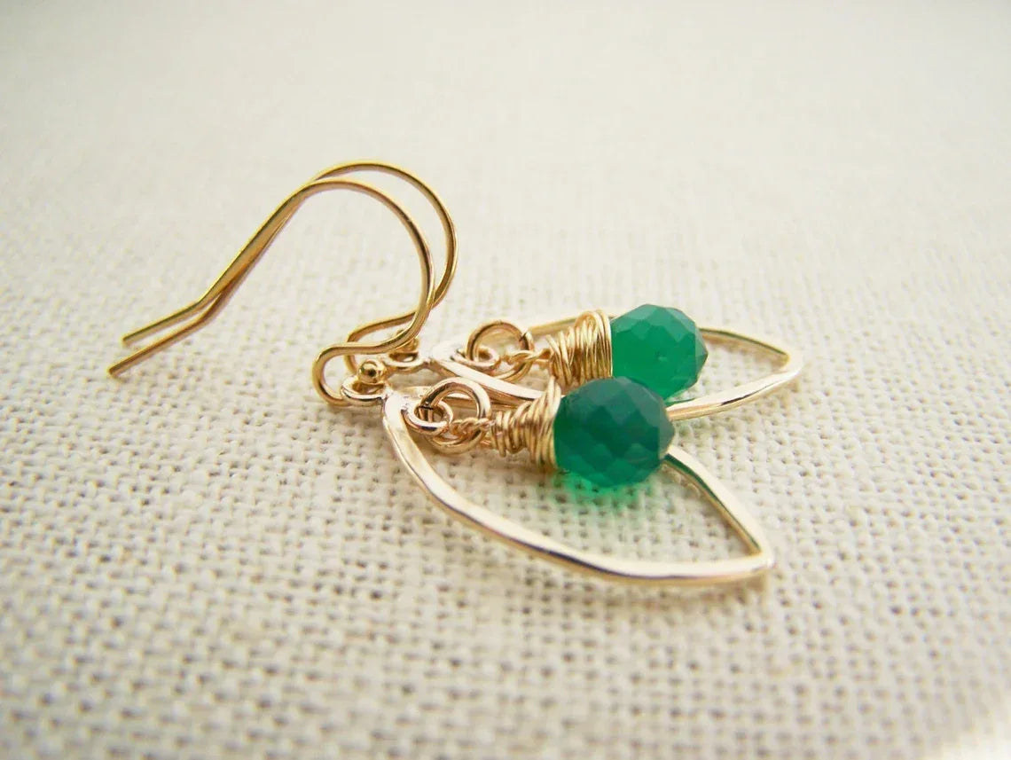 As Seen on Jane the Virgin – Green Onyx & 14k Gold Filled Earrings