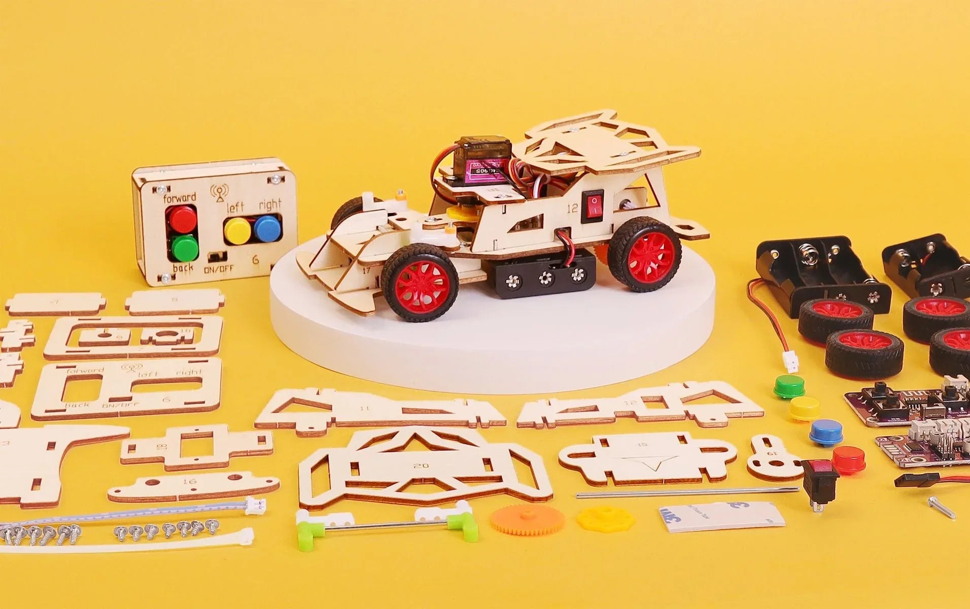 Steering Remote-Controlled Car DIY Kit, Educational STEM Toy