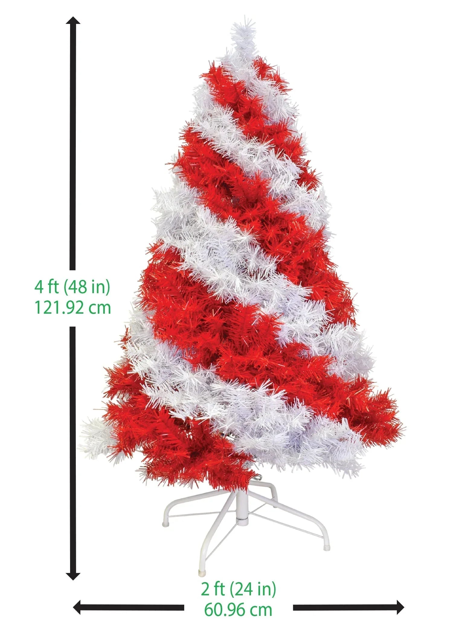 4 Foot Red and White Swirl Candy Cane Colored Artificial Christmas Tree