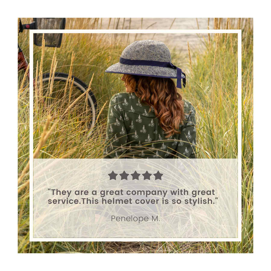 Straw Hat Helmet COVER ONLY Shibori Blue