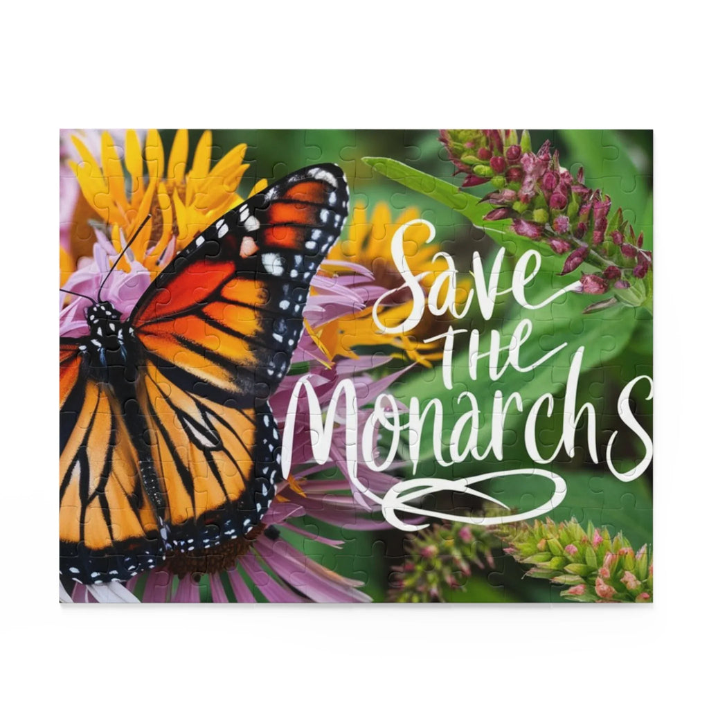 Save the Monarchs Puzzle – Beautiful Monarch Butterfly with Flowers and Milkweed 10" × 8" (120 pcs)