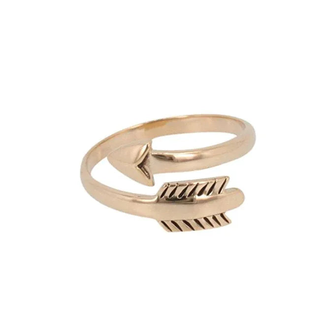 Adjustable Natural Bronze Arrow Ring Gold