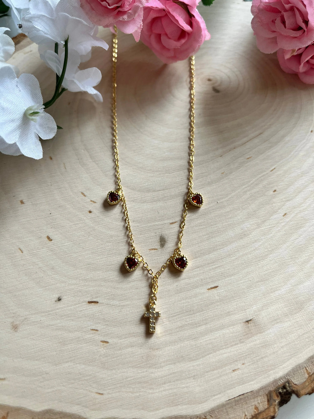 Everlasting Love Gold Necklace – 16K Chain 18K Gold Heart Cross