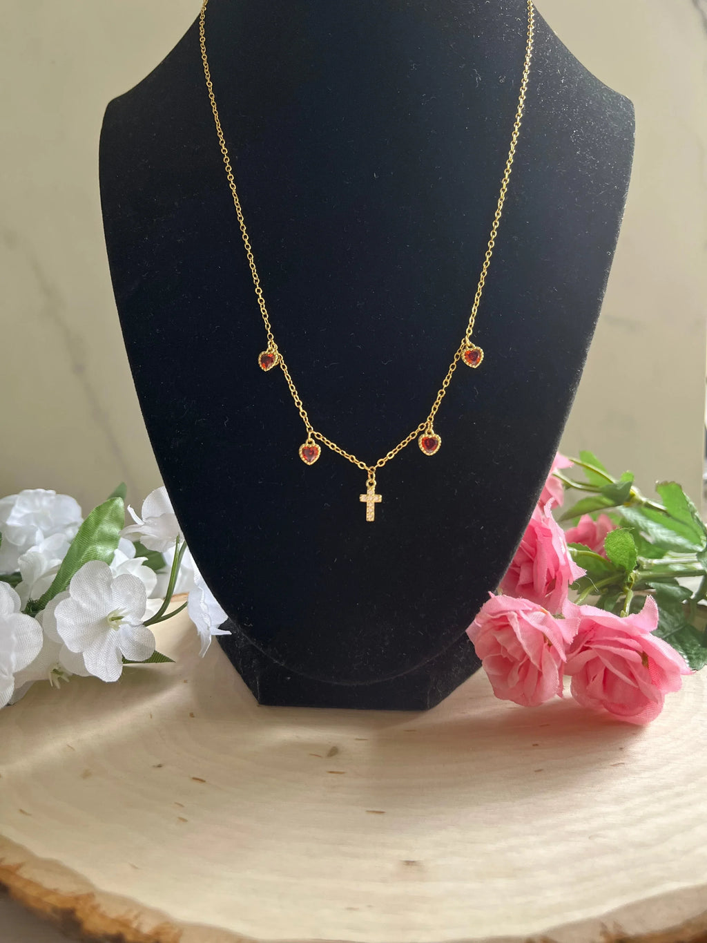 Everlasting Love Gold Necklace – 16K Chain 18K Gold Heart Cross