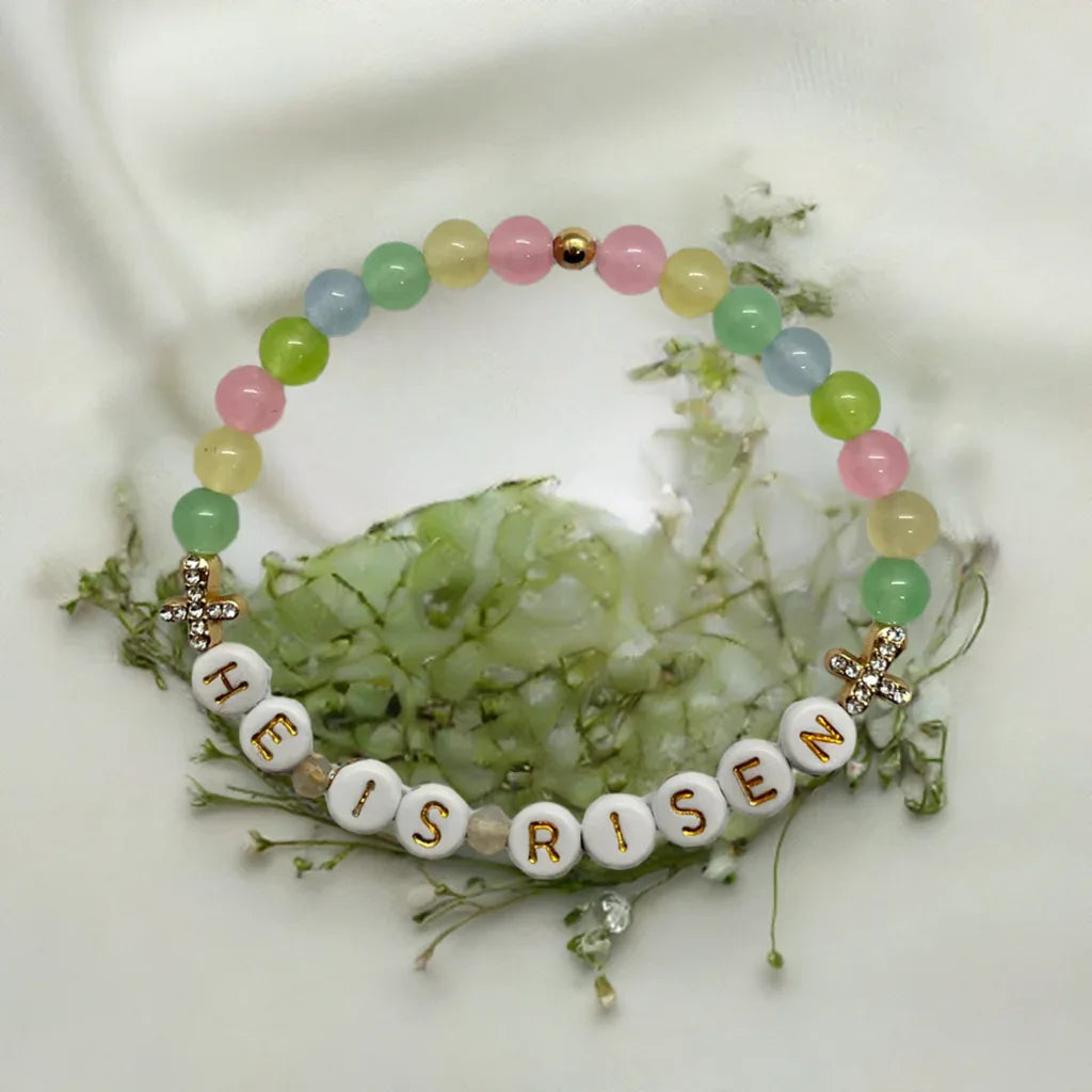 He Is Risen Bead Bracelet – Handmade Christian Jewelry Multicolored opal stone