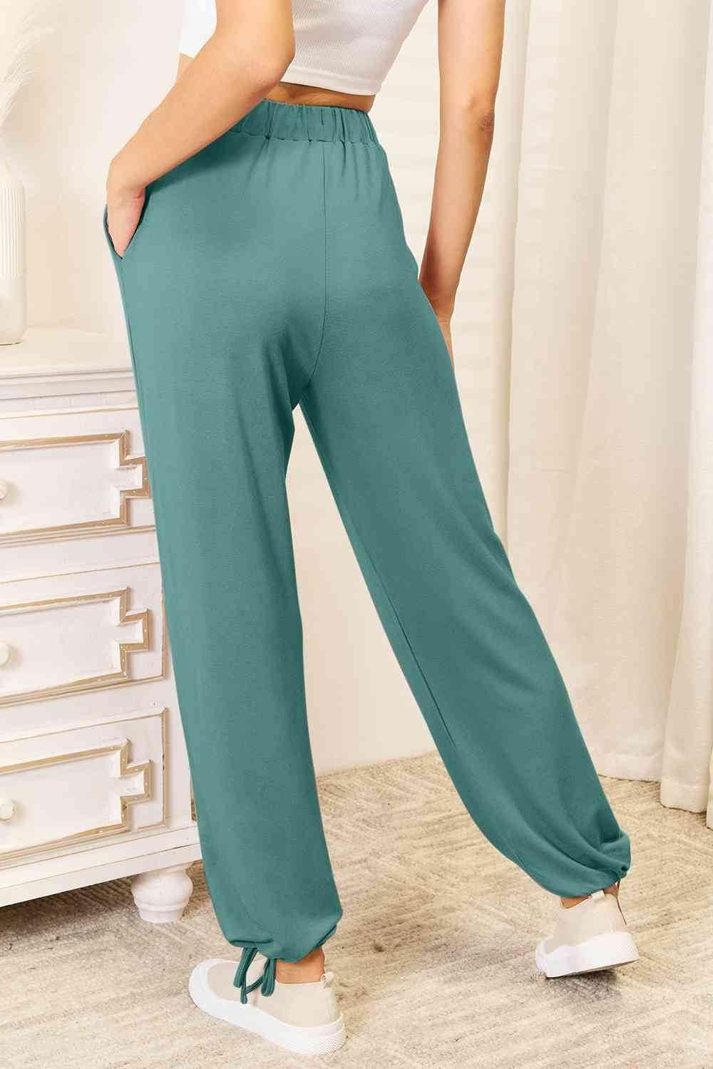 Basic Bae Full Size Soft Rayon Drawstring Women Waist Pants with Pockets