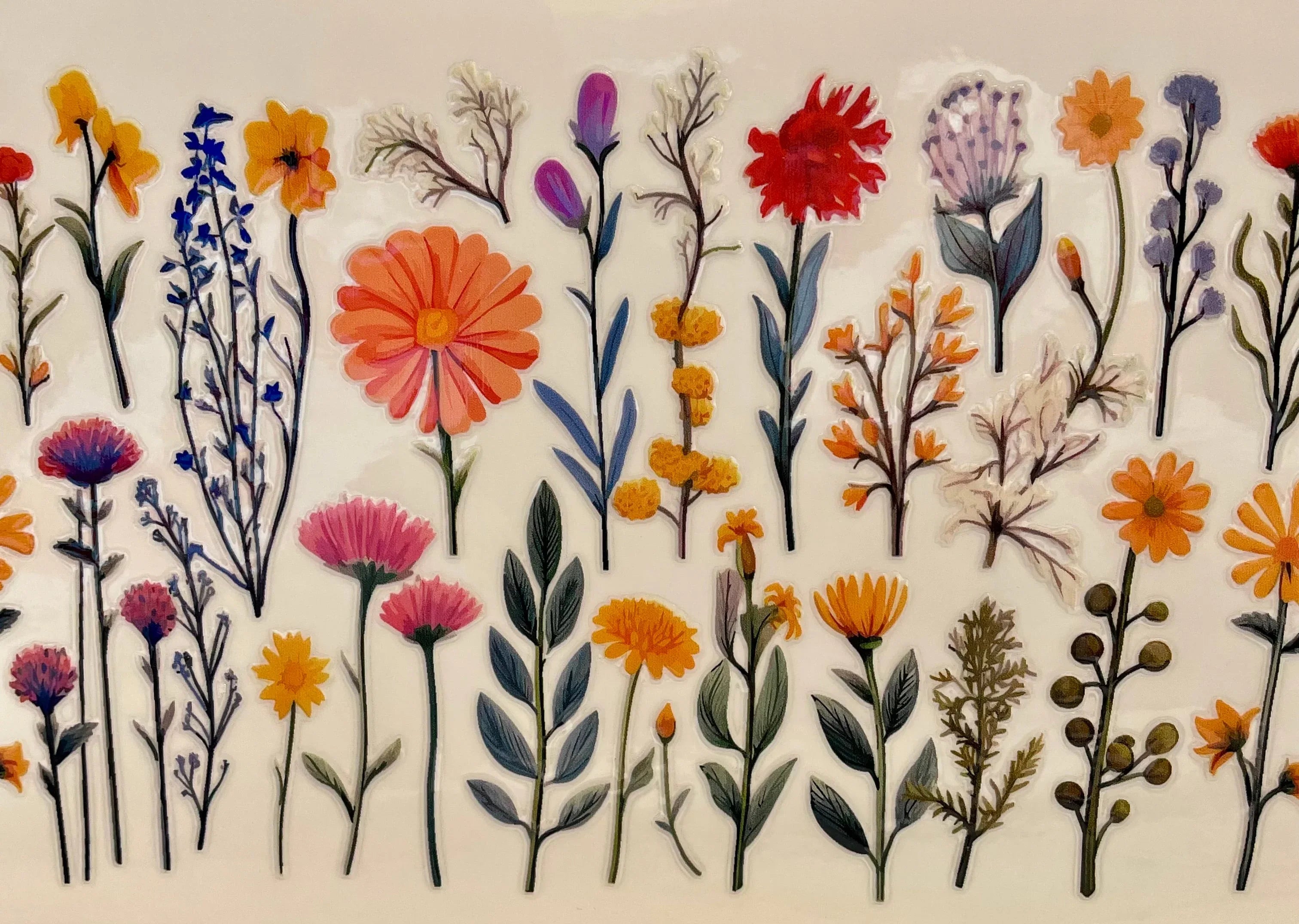 16oz Glass Cup with Lid & Straw Wildflowers