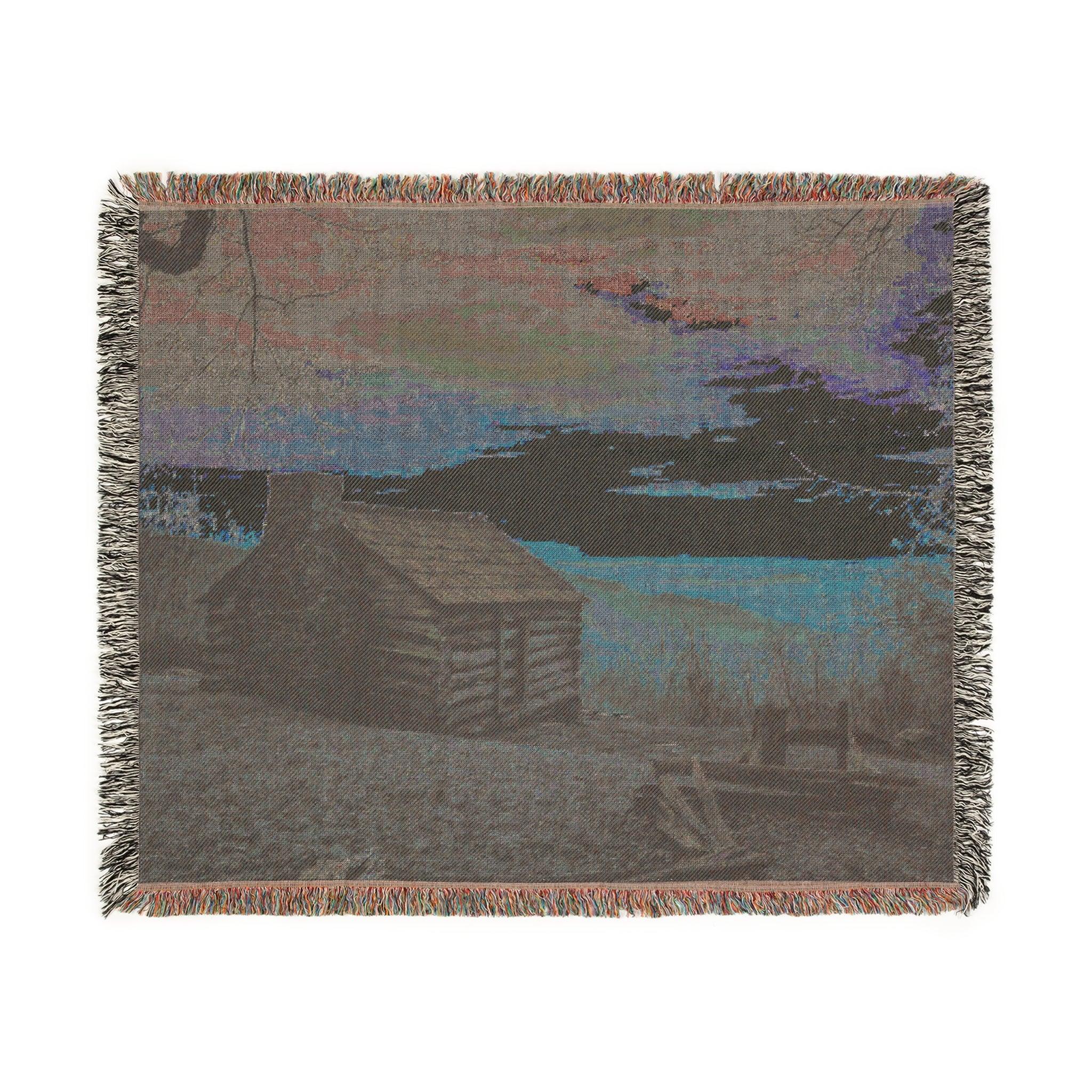 Scenic Woven Blanket - Cozy Cabin Sunset Throw for Home Décor