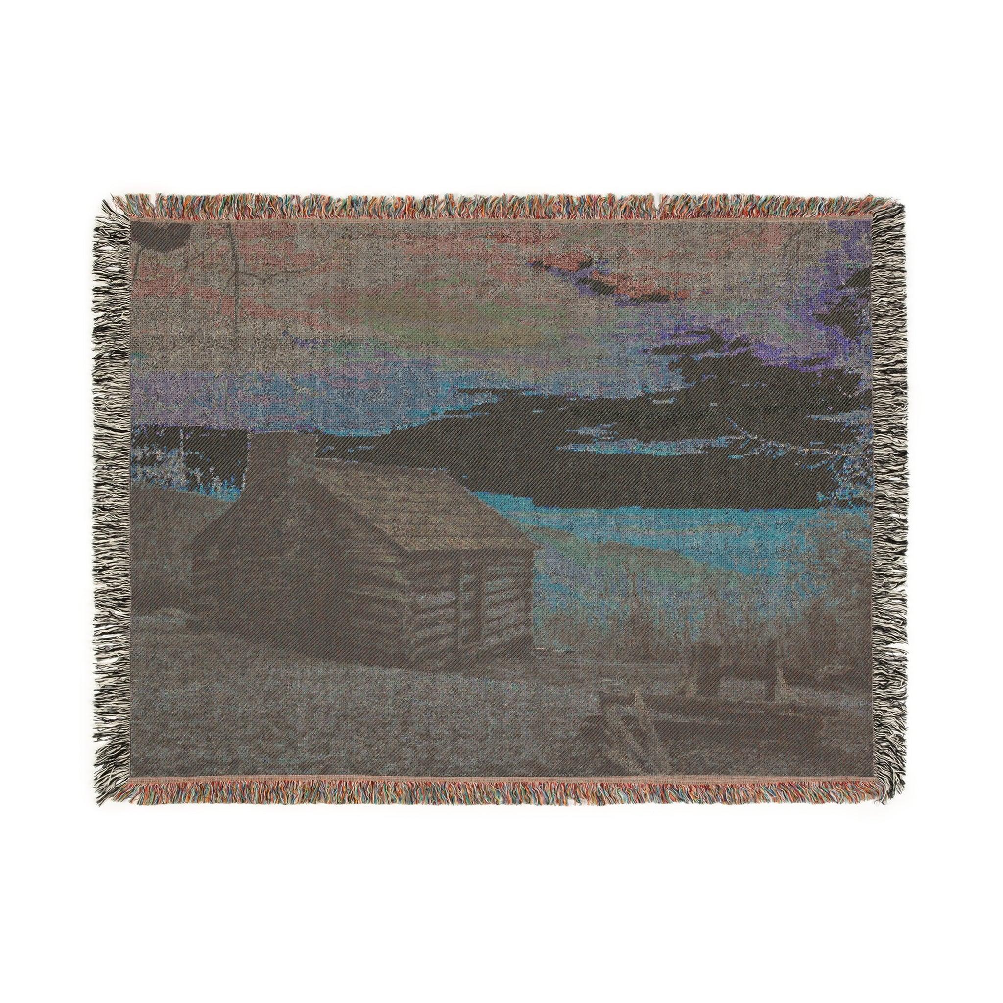 Scenic Woven Blanket - Cozy Cabin Sunset Throw for Home Décor