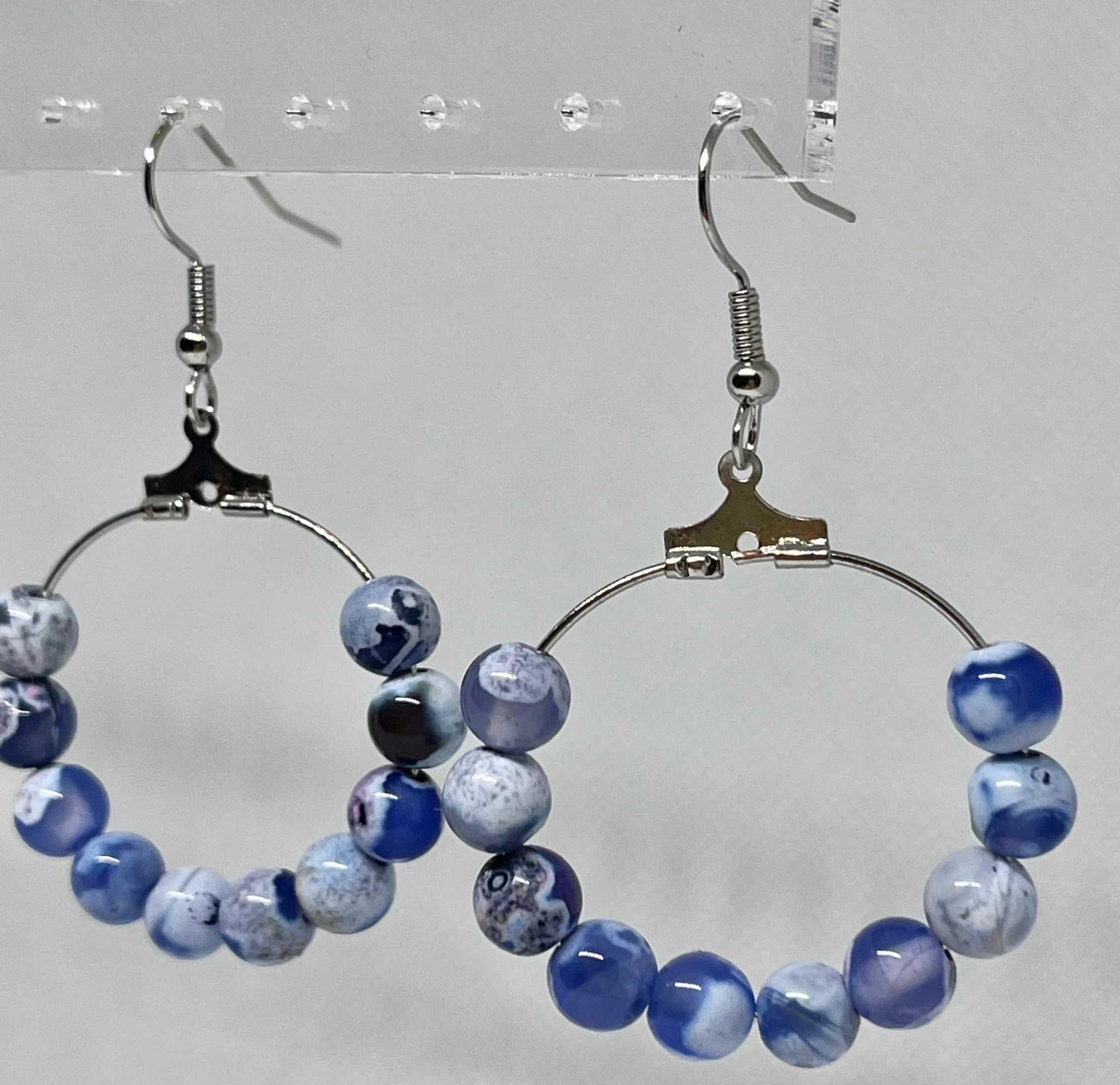 Blue Agate Earrings - Elegant Natural Stone Jewelry