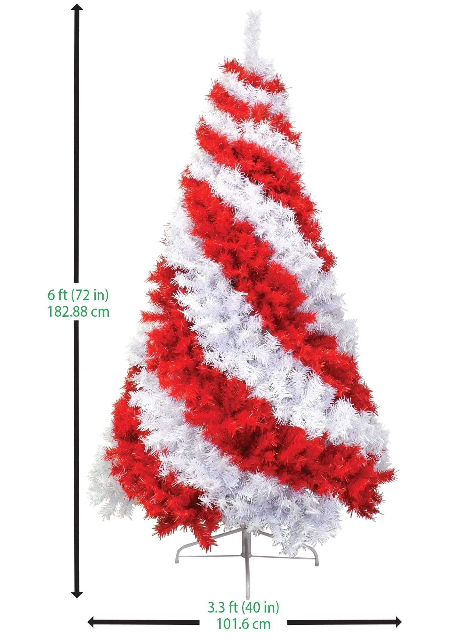 6 Foot Red and White Swirl Candy Cane Colored Artificial Christmas Tree