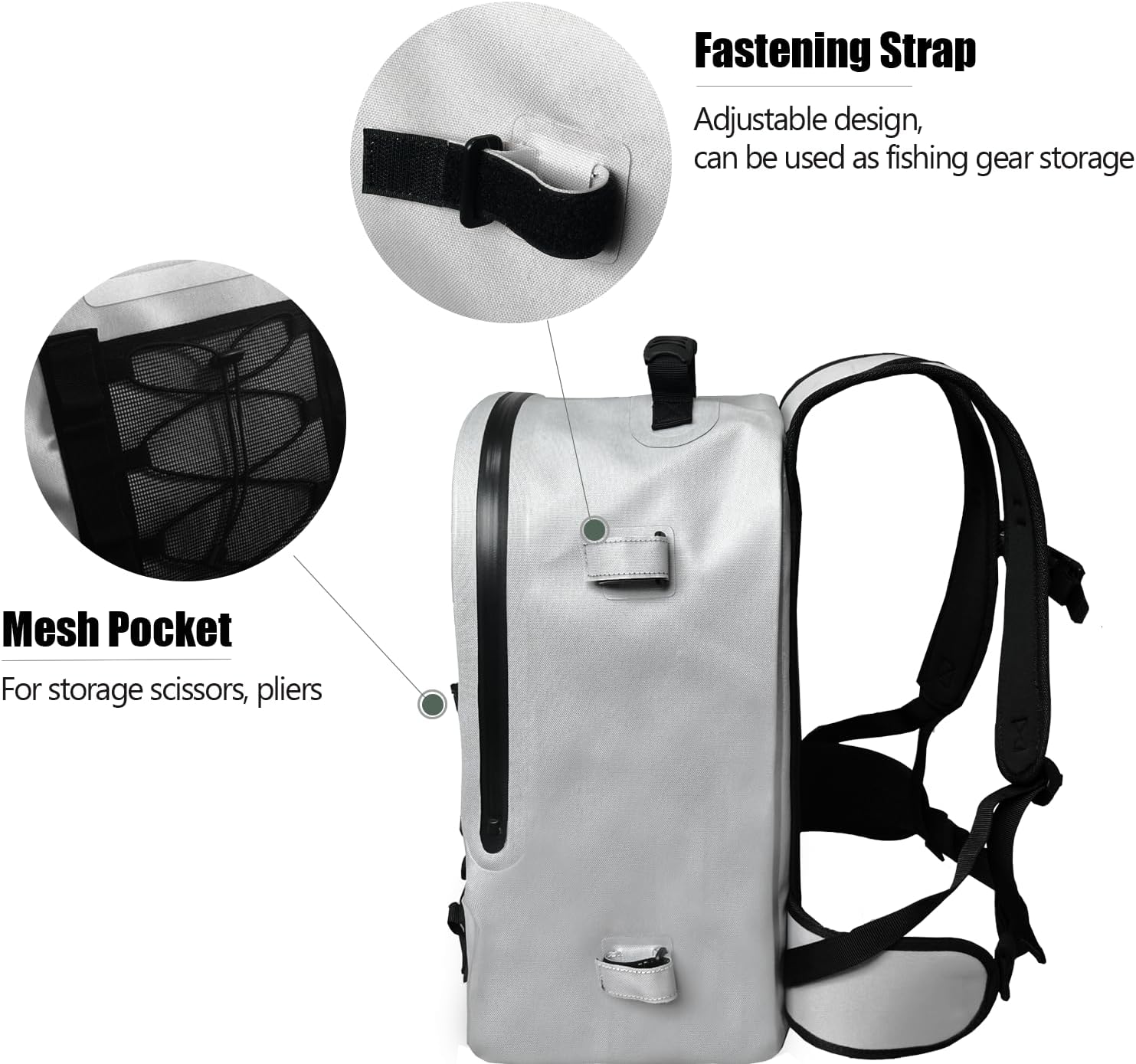 27QT Waterproof Fishing Backpack with Rod Holder
