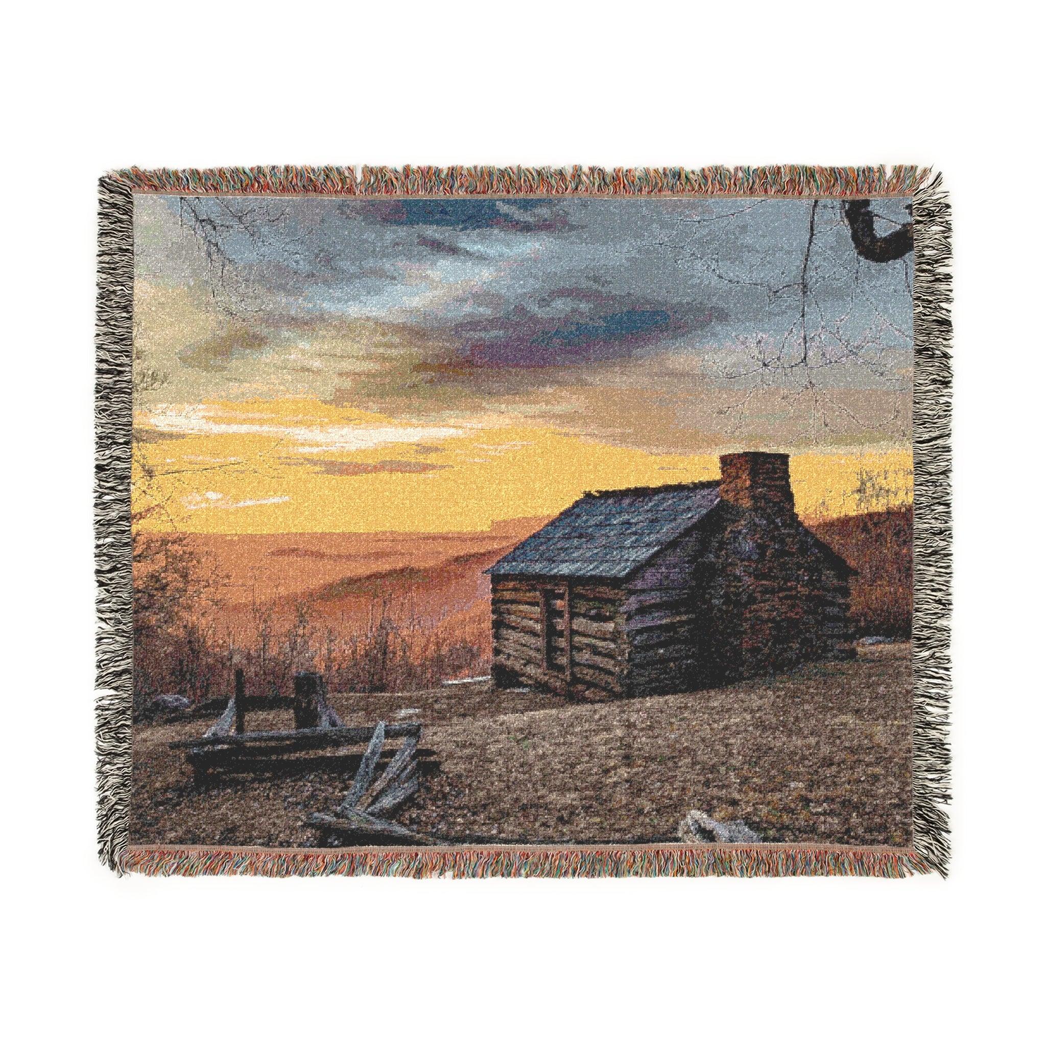 Scenic Woven Blanket - Cozy Cabin Sunset Throw for Home Décor 60" × 50"