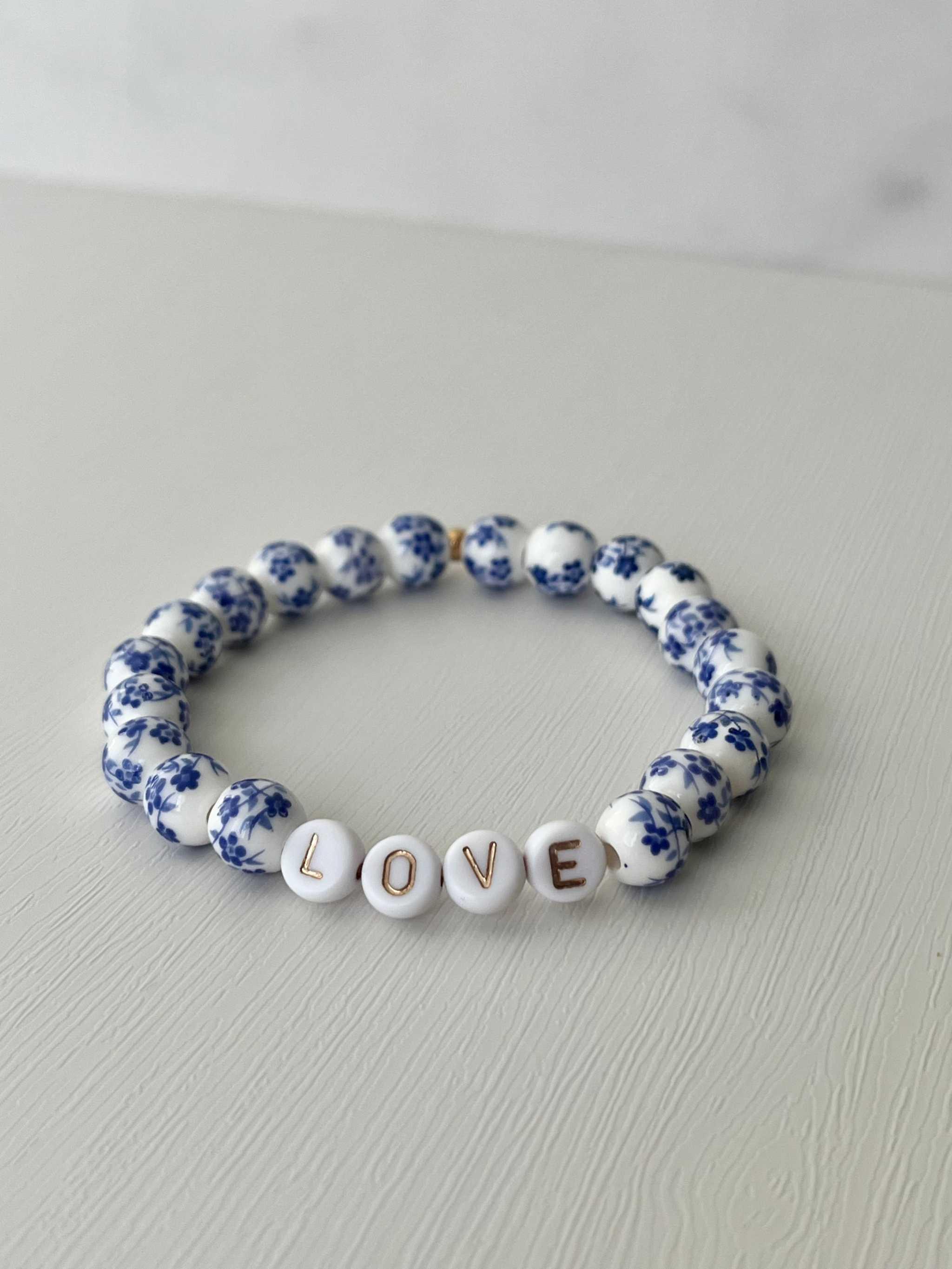 Bead Bracelet Floral Ceramic Faith Love Set