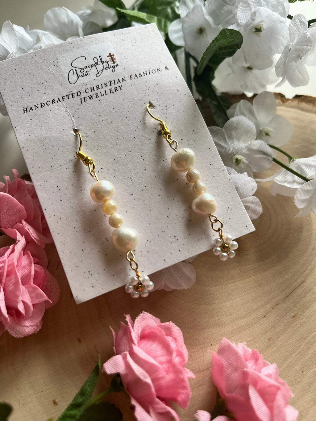 Pearl Daisy Gold Earrings – Christian Jewelry Inspired by Proverbs 31