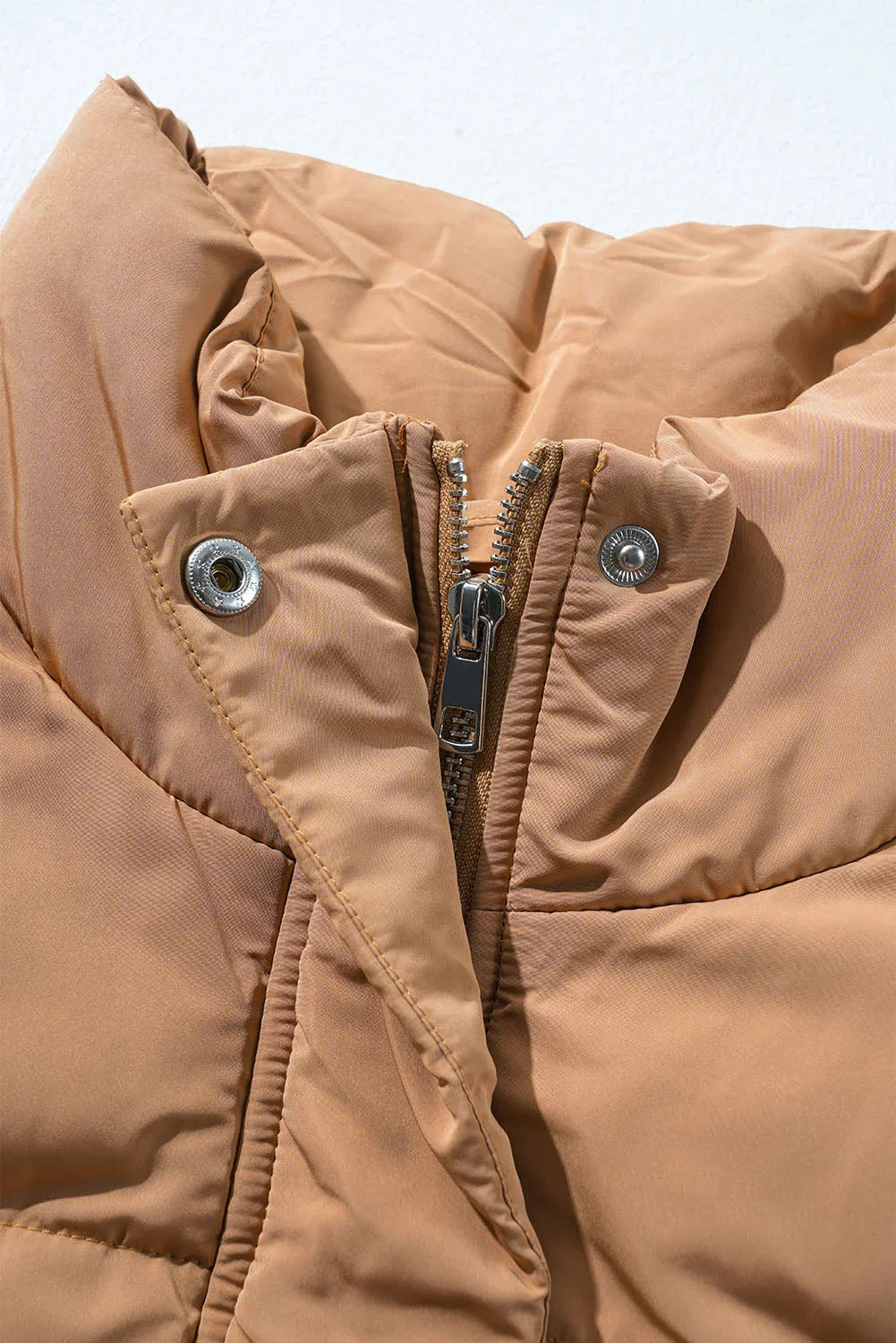 Solid Zip-Up Pocketed Puffer Vest