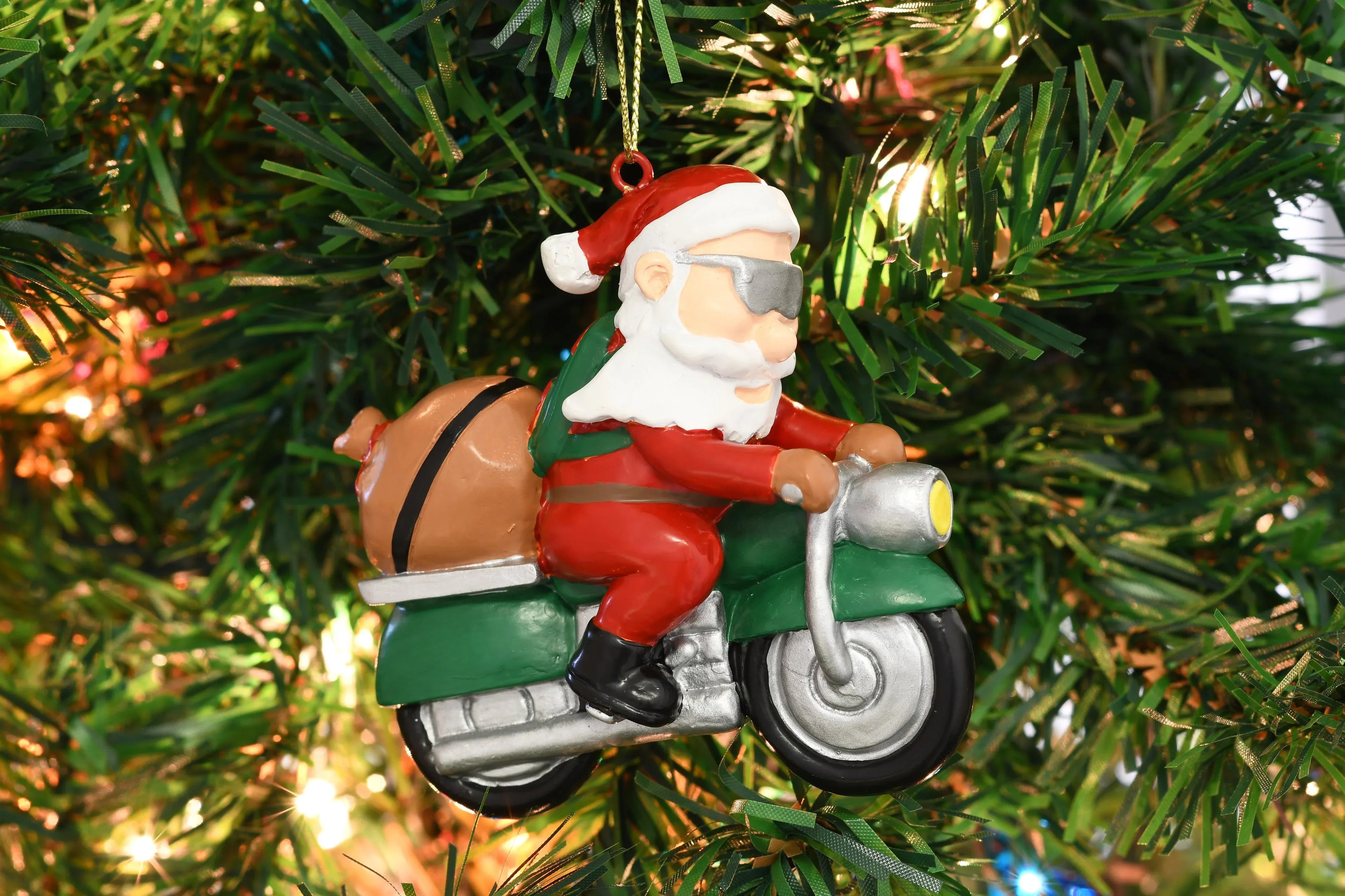 Biker Santa Claus Motorcycle Christmas Tree Ornament
