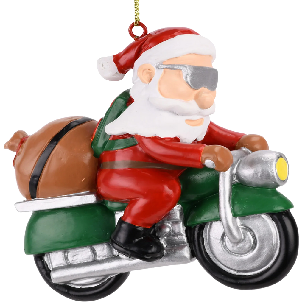 Biker Santa Claus Motorcycle Christmas Tree Ornament
