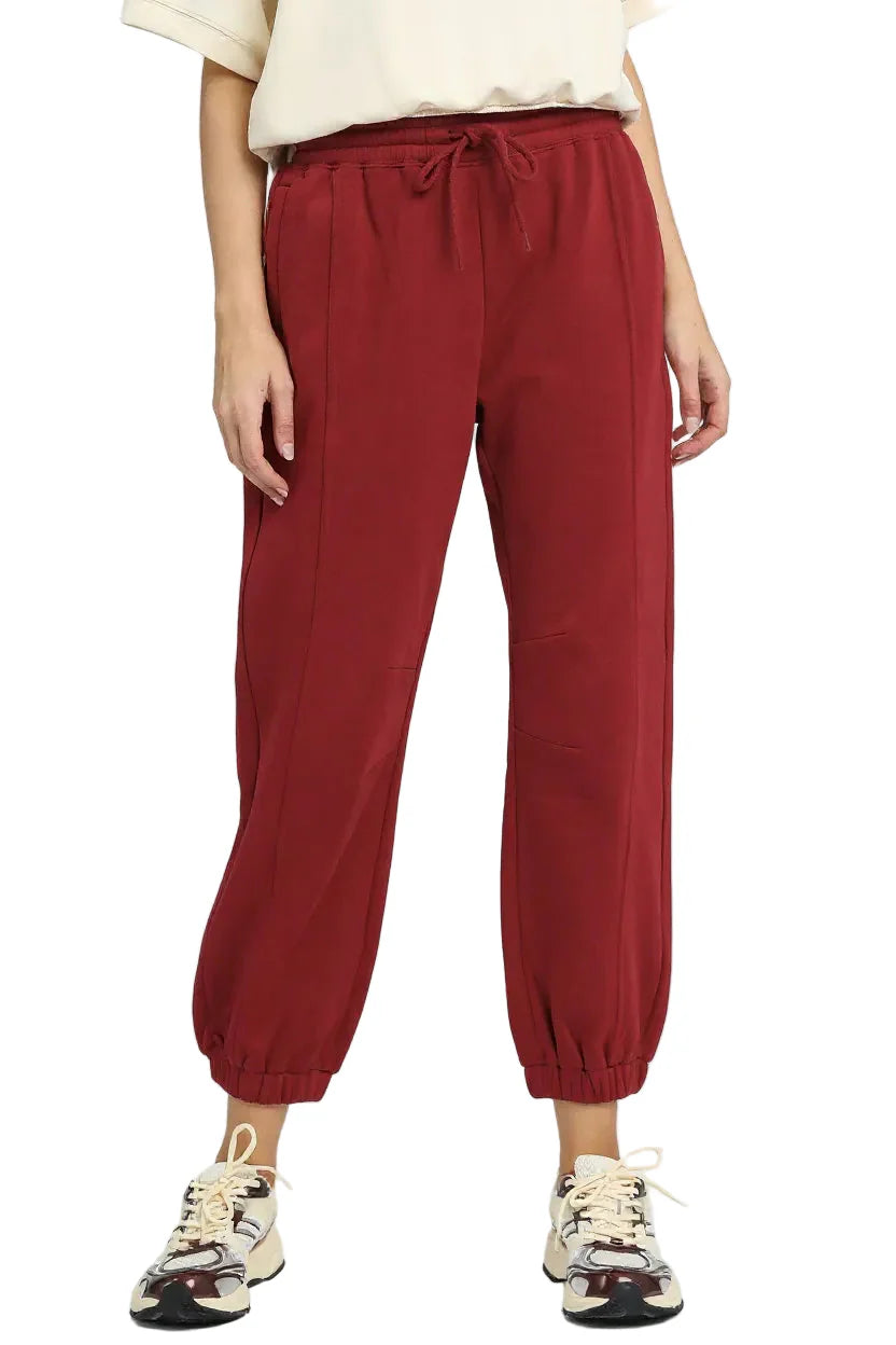 Fleece Jogger Pants with Drawstring BURGUNDY