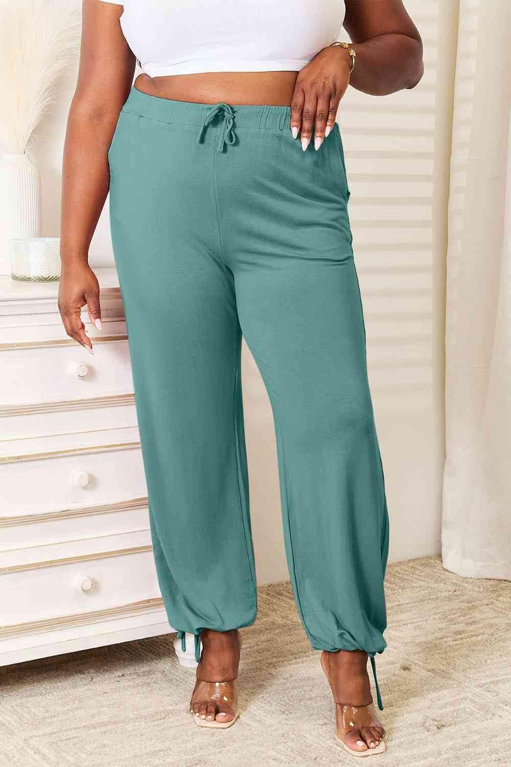 Basic Bae Full Size Soft Rayon Drawstring Women Waist Pants with Pockets