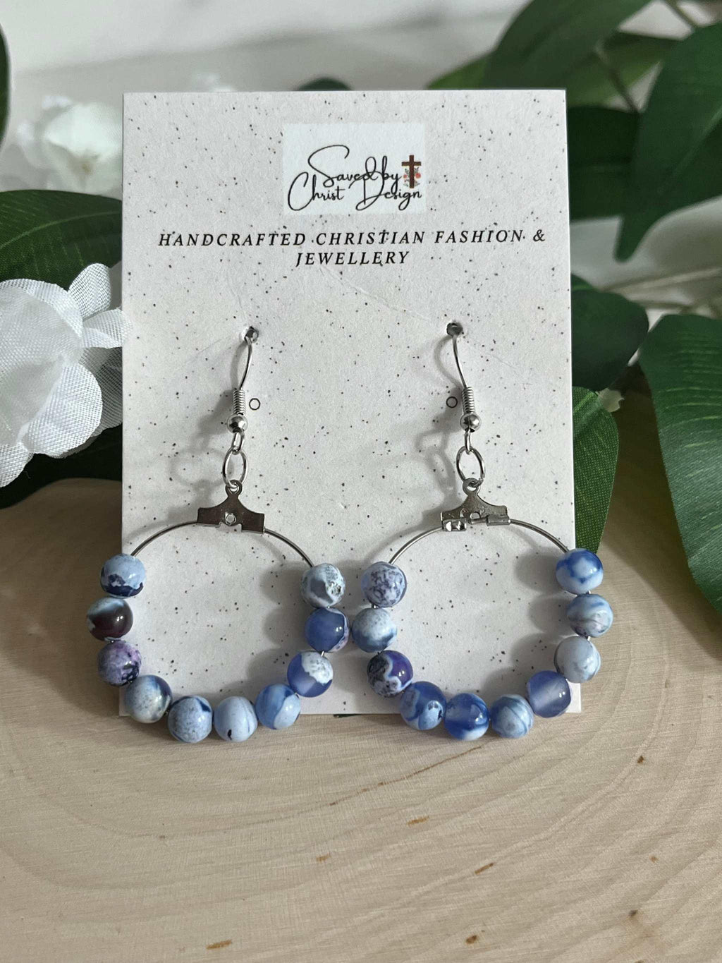 Blue Agate Earrings - Elegant Natural Stone Jewelry