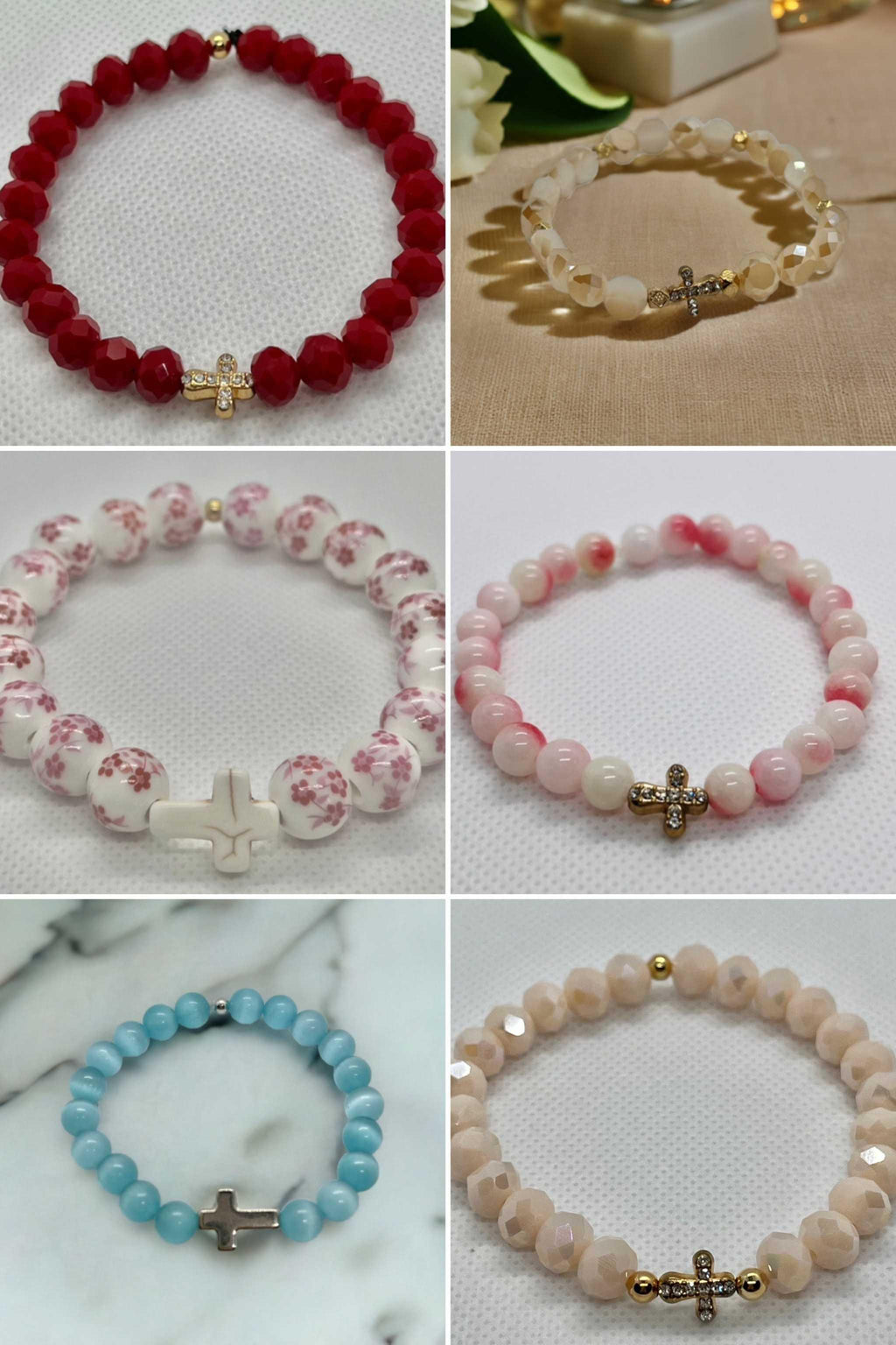 Cross Bead Bracelet Collection - Faith-Inspired Jewelry