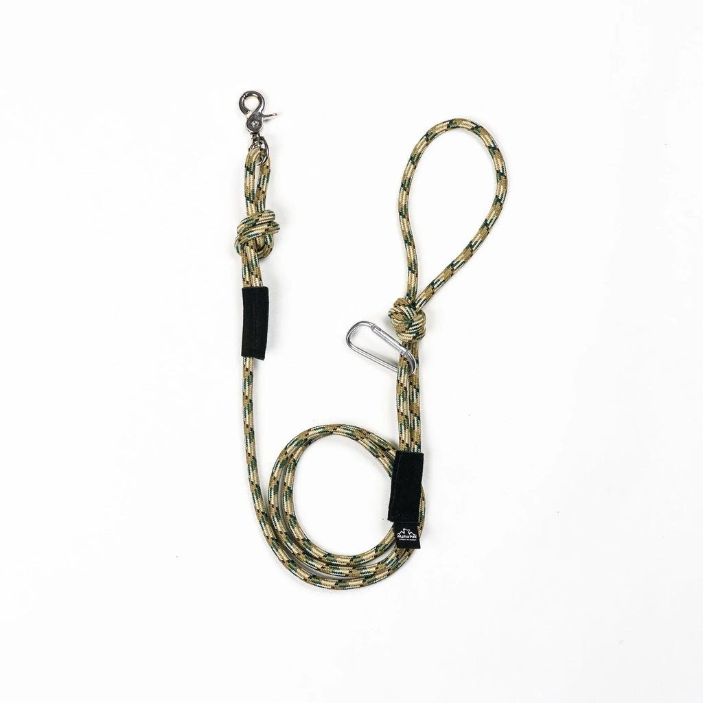 7MM Adventure Kernmantle Rope Dog Leash 65in Tan Gold Green