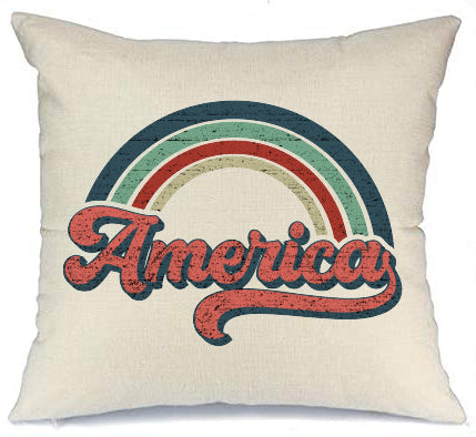 Retro America Pillow Cover 18x18 inch- Fourth of July