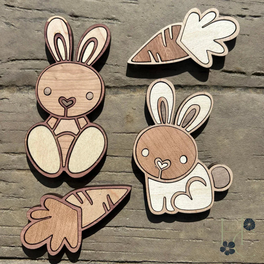 Bunny Wood Magnet Set