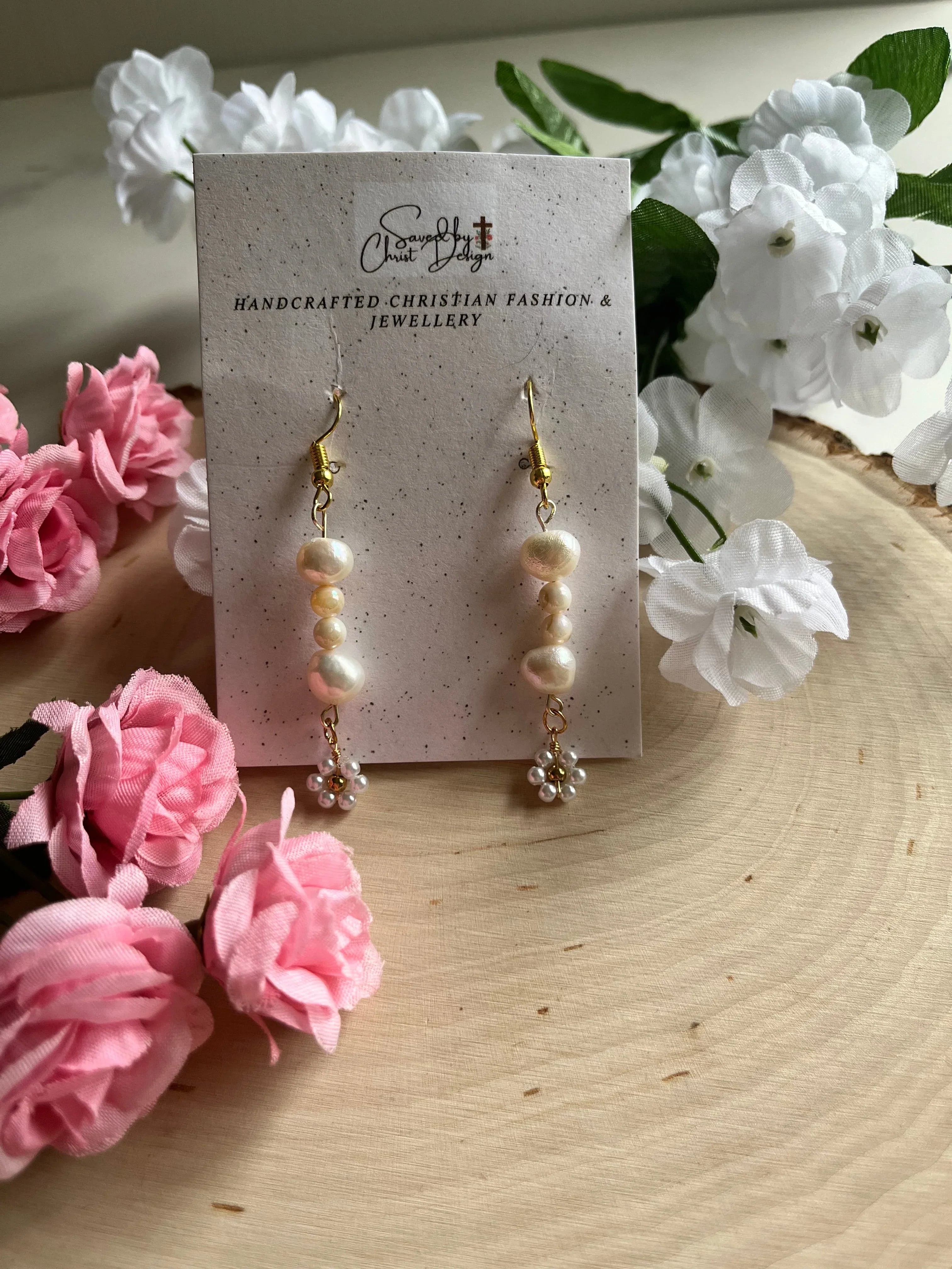 Pearl Daisy Gold Earrings – Christian Jewelry Inspired by Proverbs 31