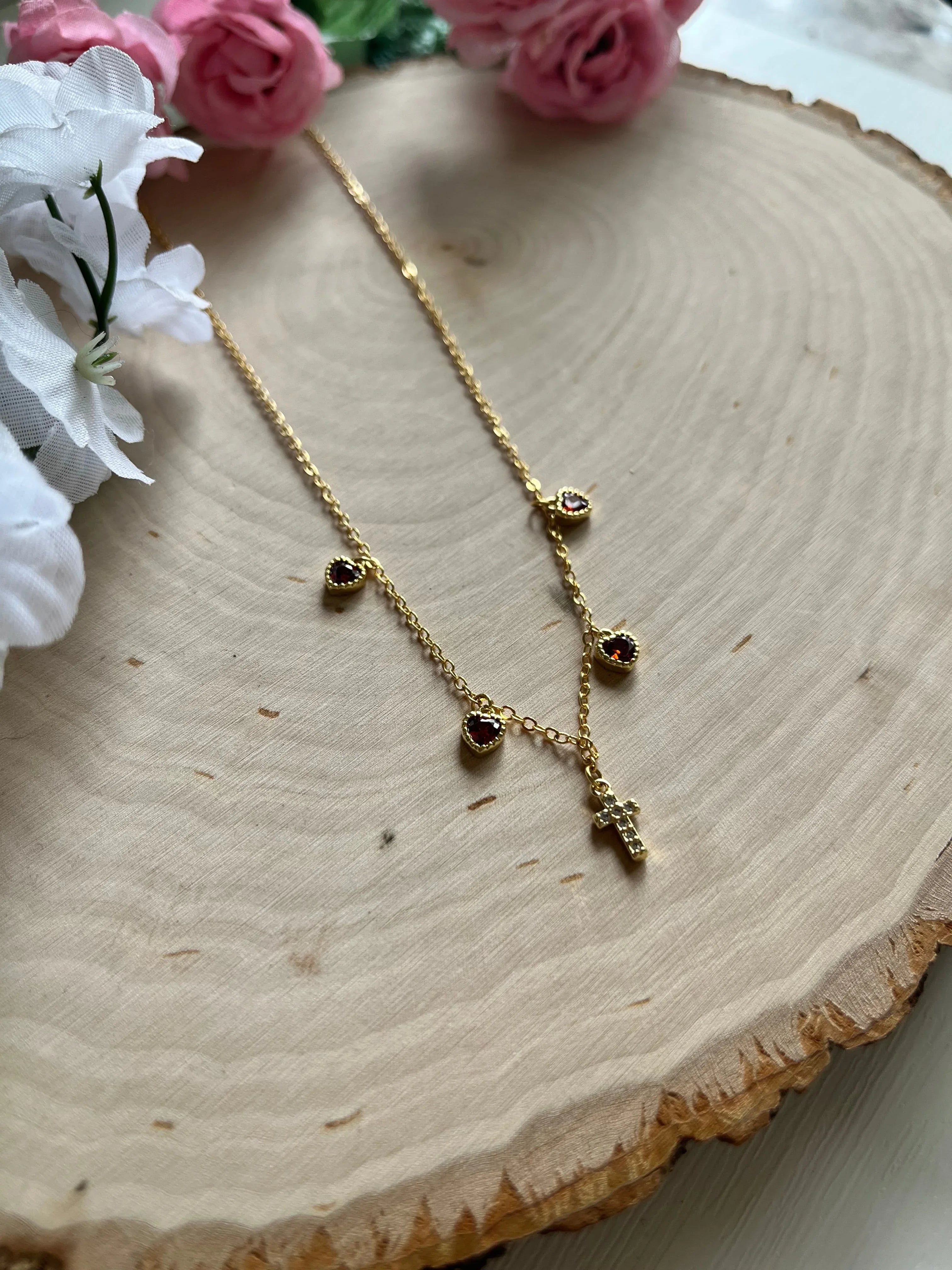 Everlasting Love Gold Necklace – 16K Chain 18K Gold Heart Cross