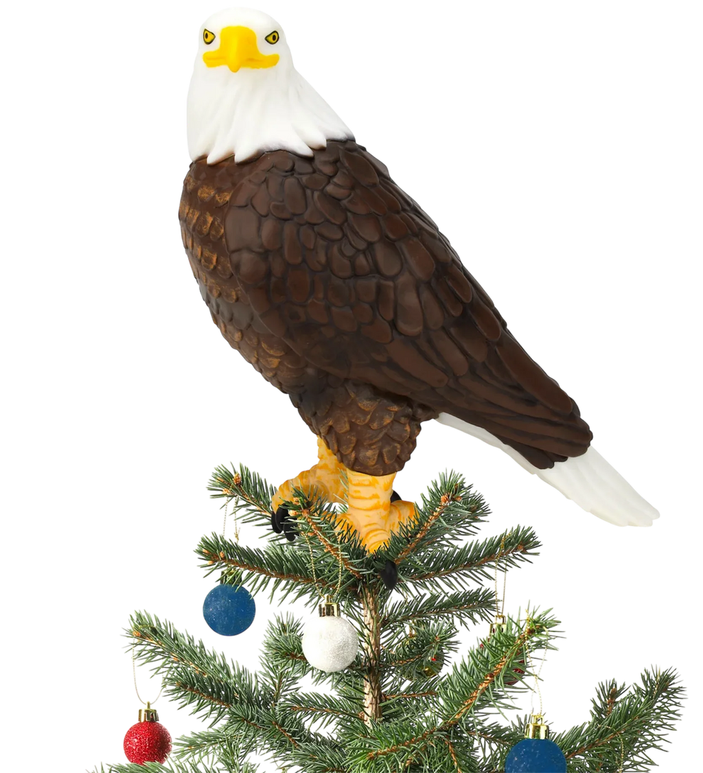 Bald Eagle Christmas Tree Topper - 10" Patriotic Holiday Decoration