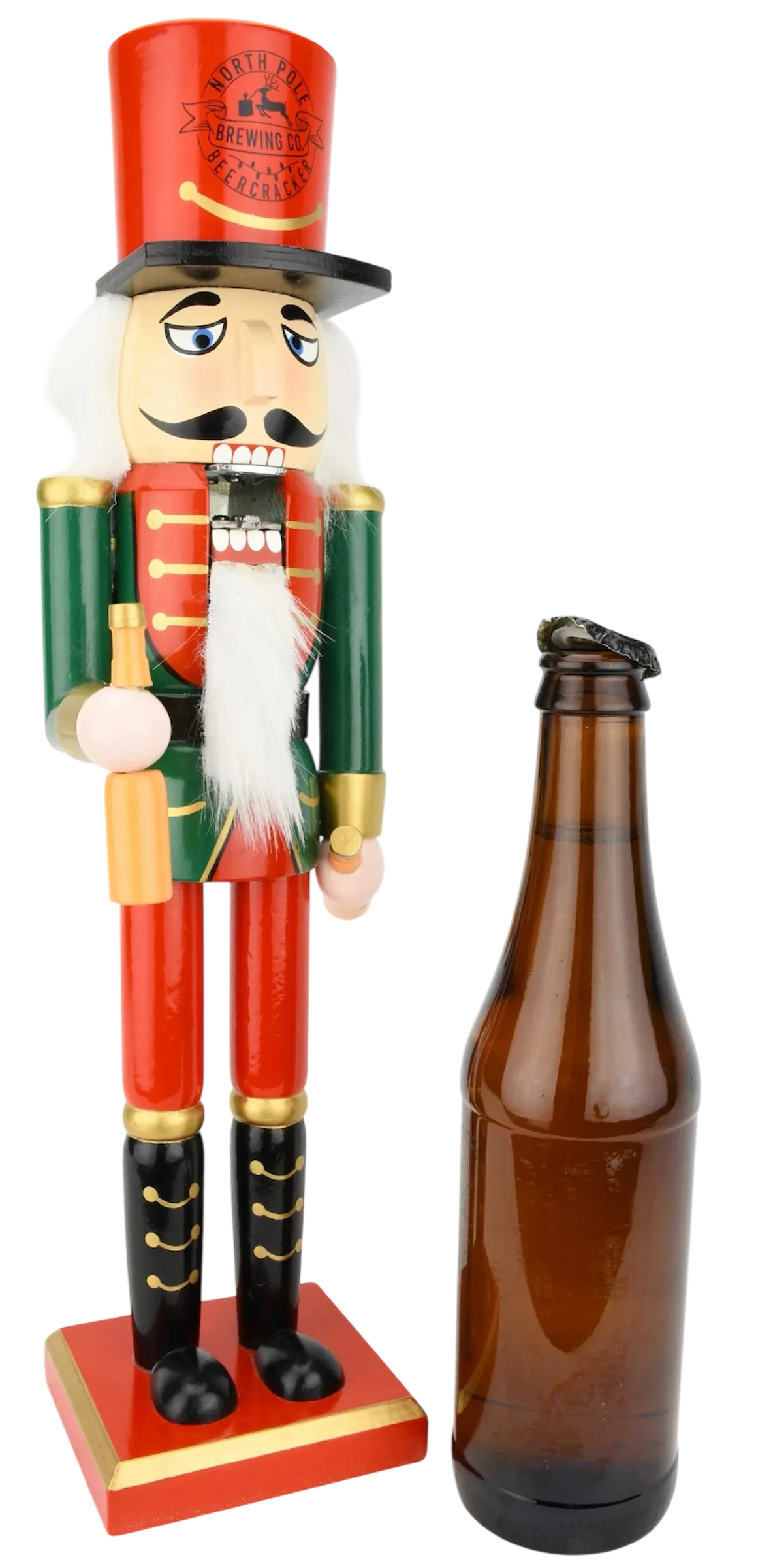 Beercracker® – Bottle Opener Nutcracker – 15 Inch Tall Functional Bottle Opening Décor – Funny Gift for Beer Lovers