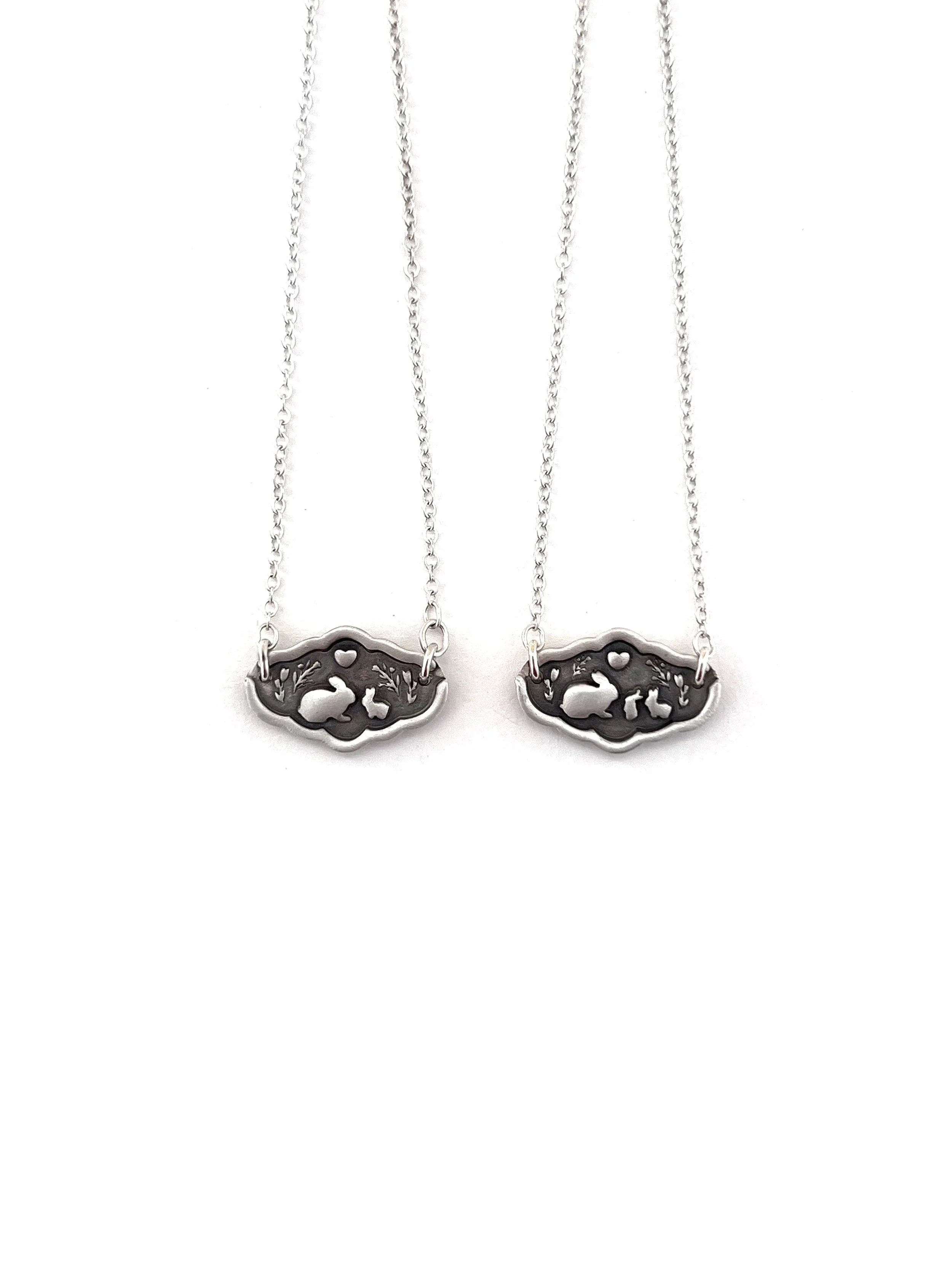 Bunny Mom & Baby Bunnies Necklace