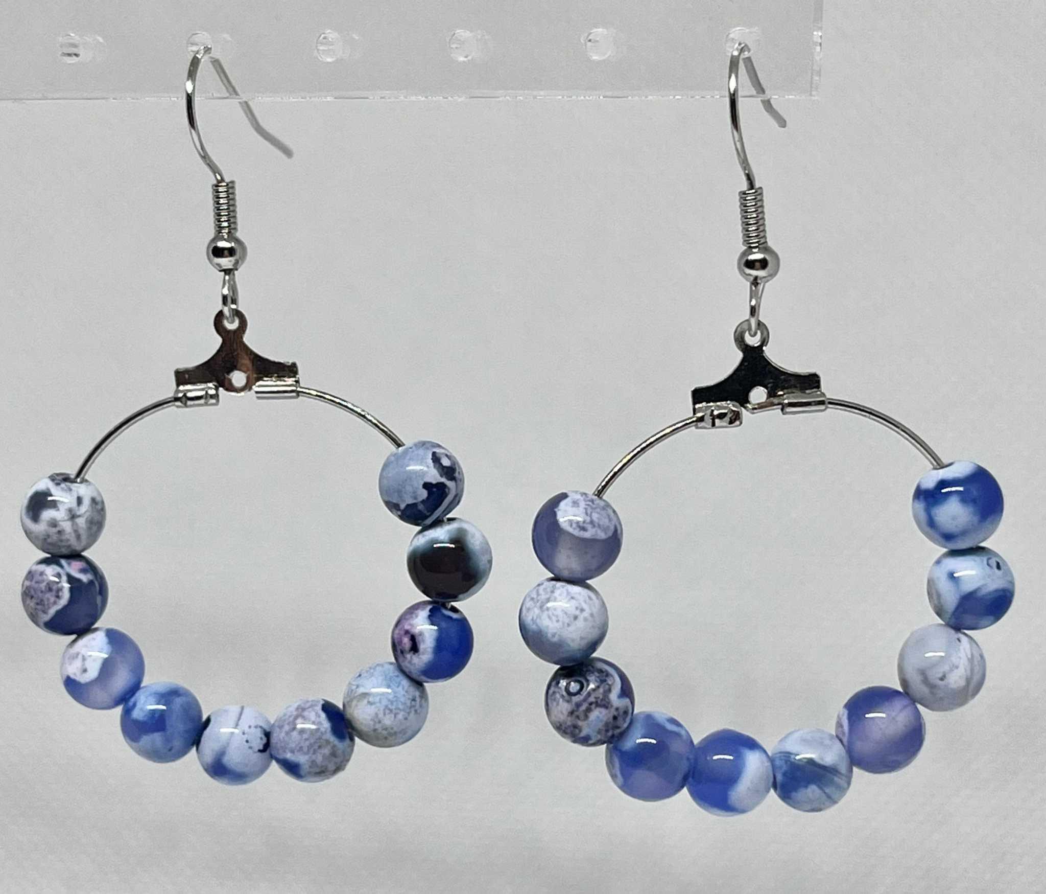 Blue Agate Earrings - Elegant Natural Stone Jewelry