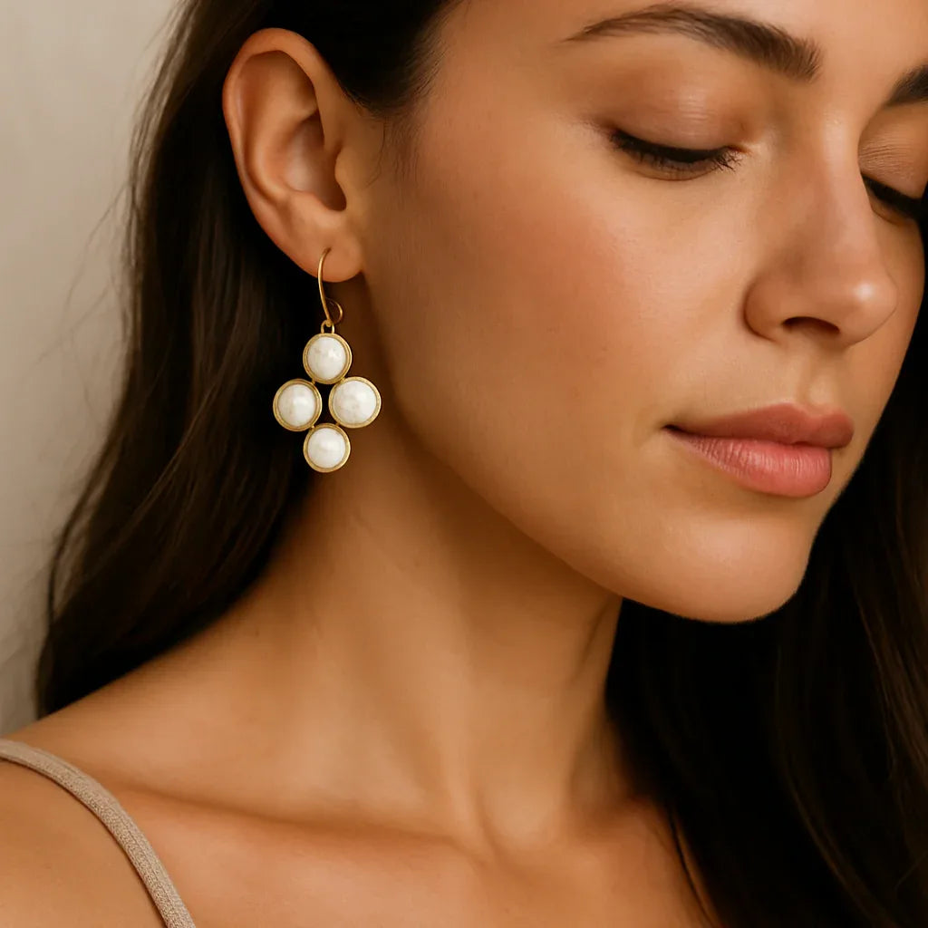 Coin Pearl Cluster Earrings – 14k Gold Filled Hooks