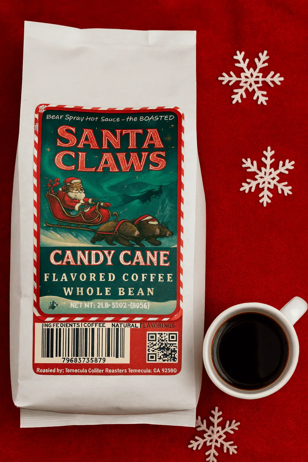 Santa Claws-Candy Cane Coffee 2 LB WHOLE BEAN
