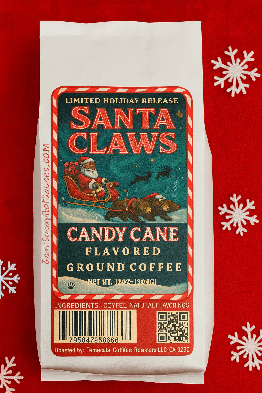 Santa Claws-Candy Cane Coffee 12 OZ Ground Coffee
