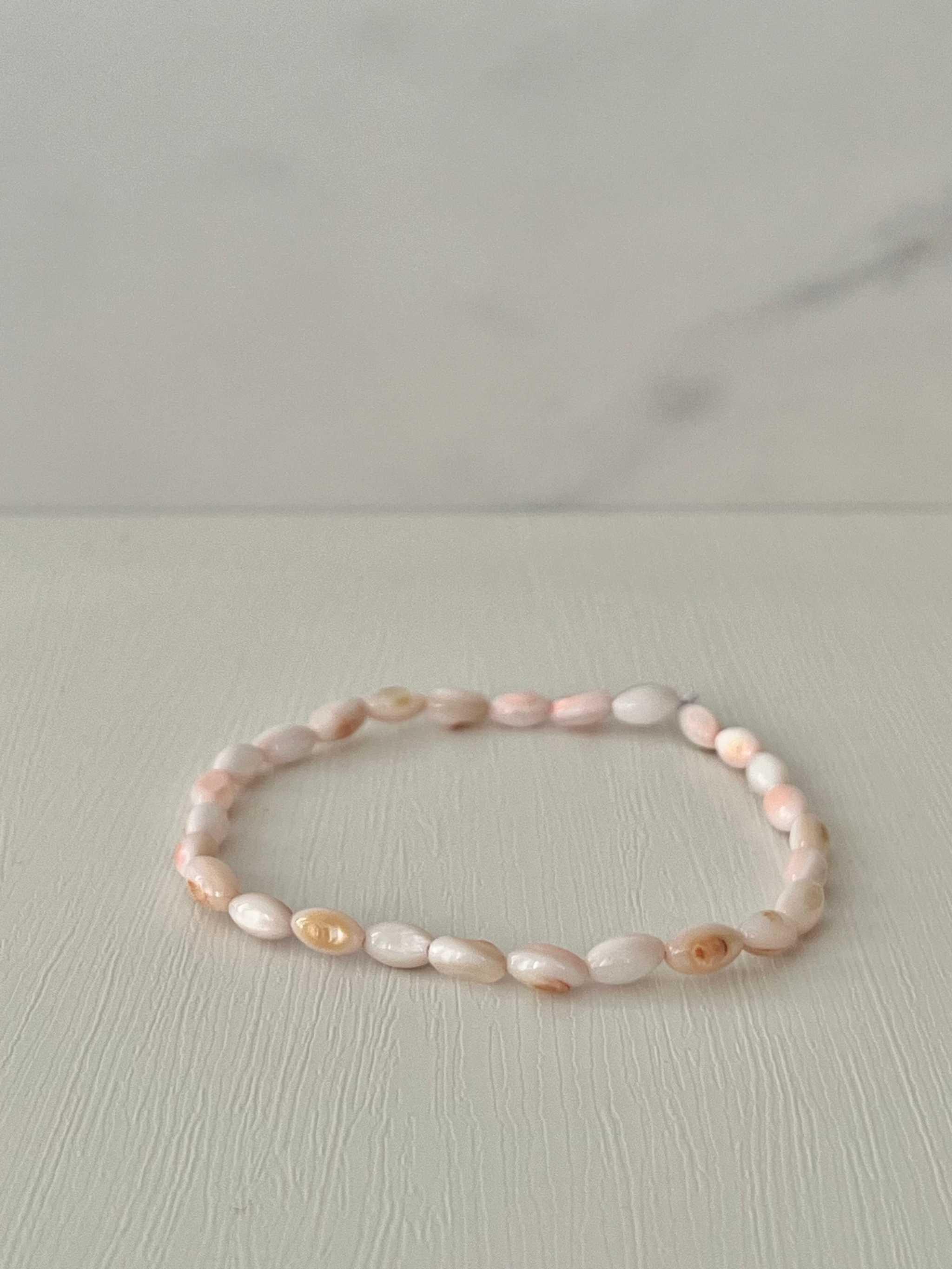 Bead Bracelet with Freshwater Shell & Pearl Beads Freshwater pink oval pearl plain