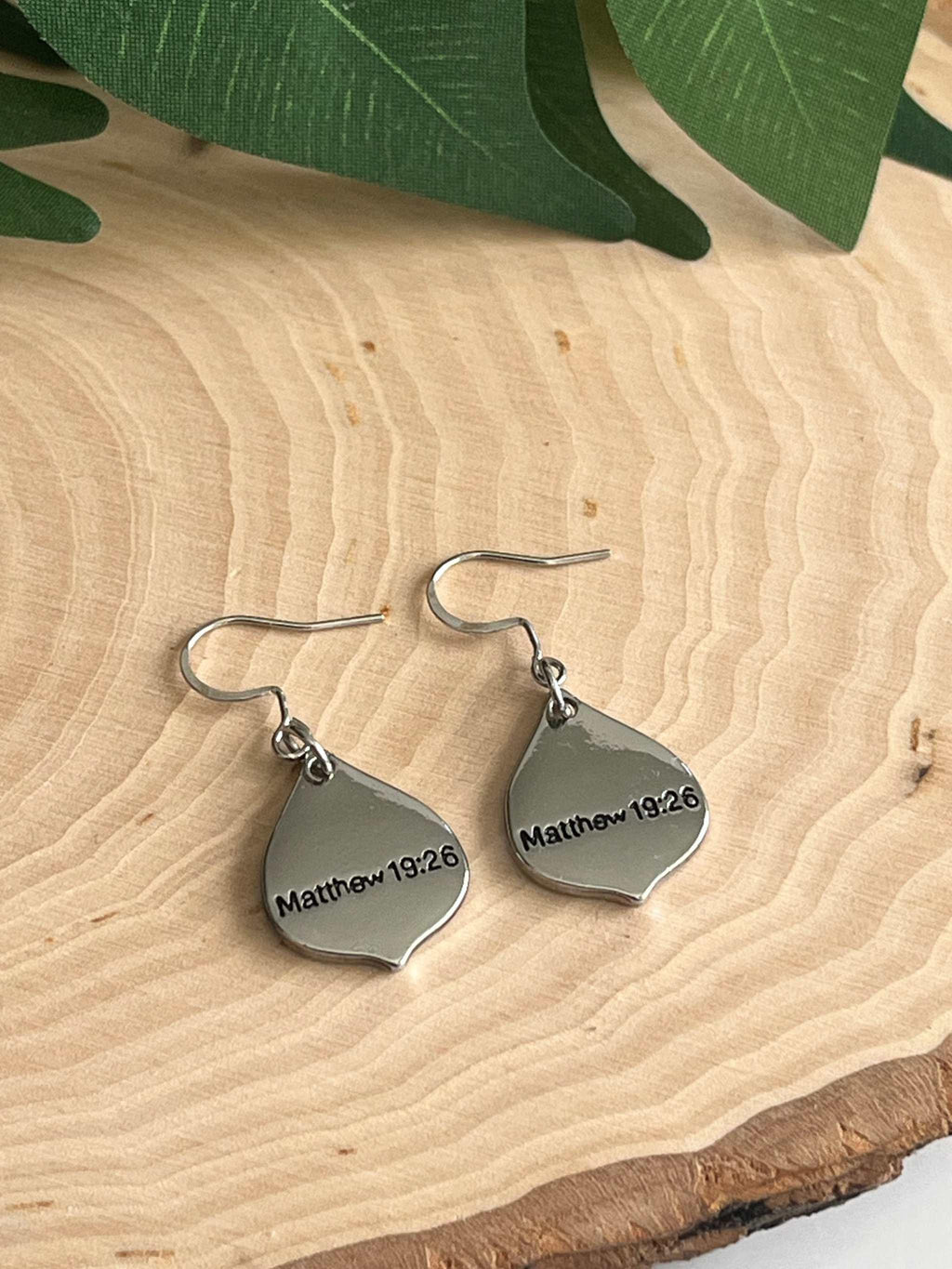 With God All Things Are Possible Silver Earrings - Christian Jewelry