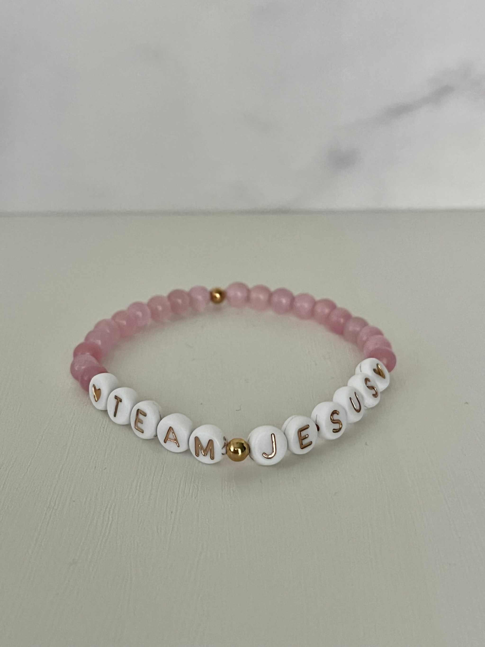 Opal Iridescent Bead Bracelet – Team Jesus Multicolor Faith Jewelry Team Jesus Pink 6mm bead