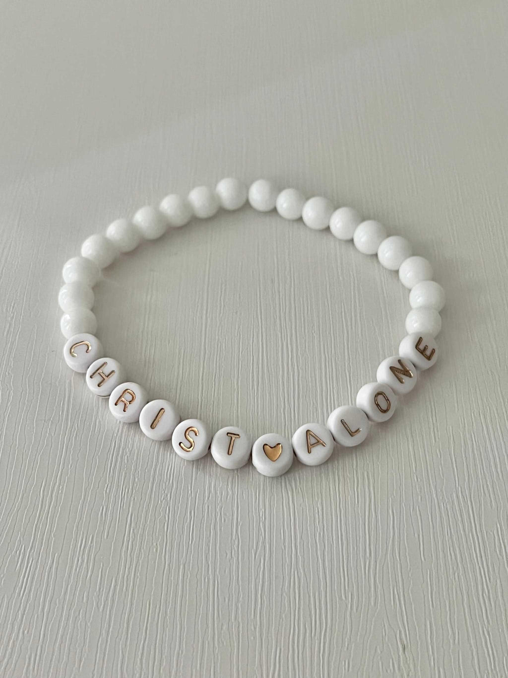 Bead Bracelet Christ Alone Peach or White Christian Jewelry